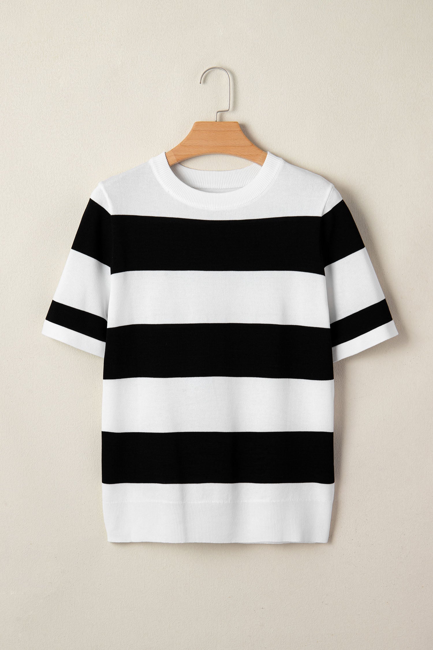 Pink Stripe Colorblock Striped Knitted T shirt