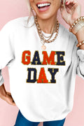 White GAME DAY Chenille Letter Graphic Sweatshirt
