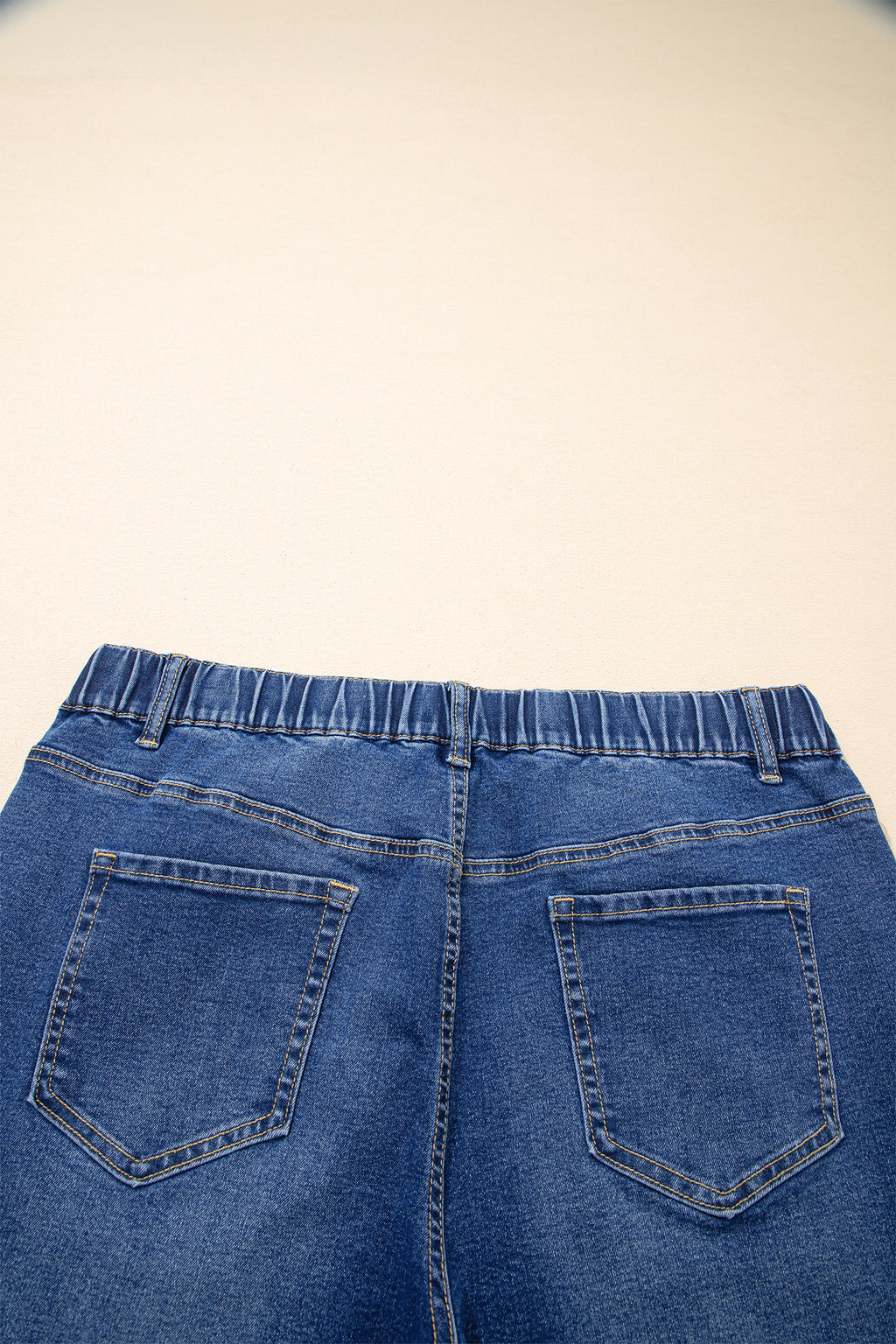 Blue Acid Wash Contrast Lace-up Plus Size Jeans