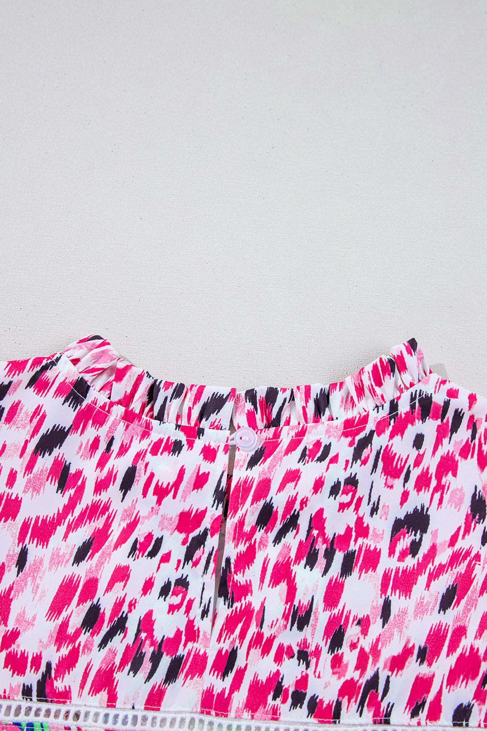 Red Floral Mixed Print Ruffle Cap Sleeve Blouse