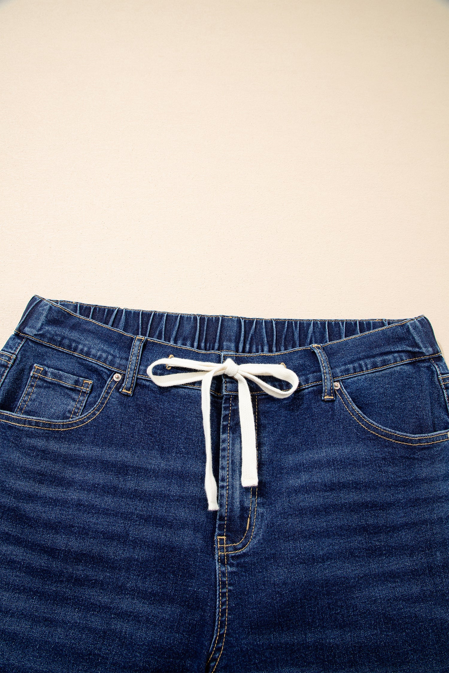 Blue Acid Wash Contrast Lace-up Plus Size Jeans