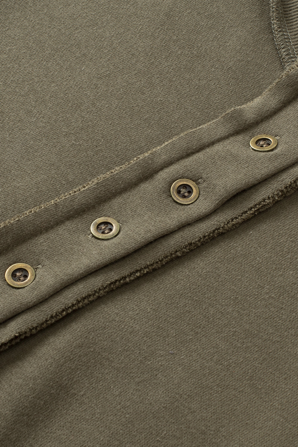 Green Oversized Exposed Seam Henley Sweatshirt