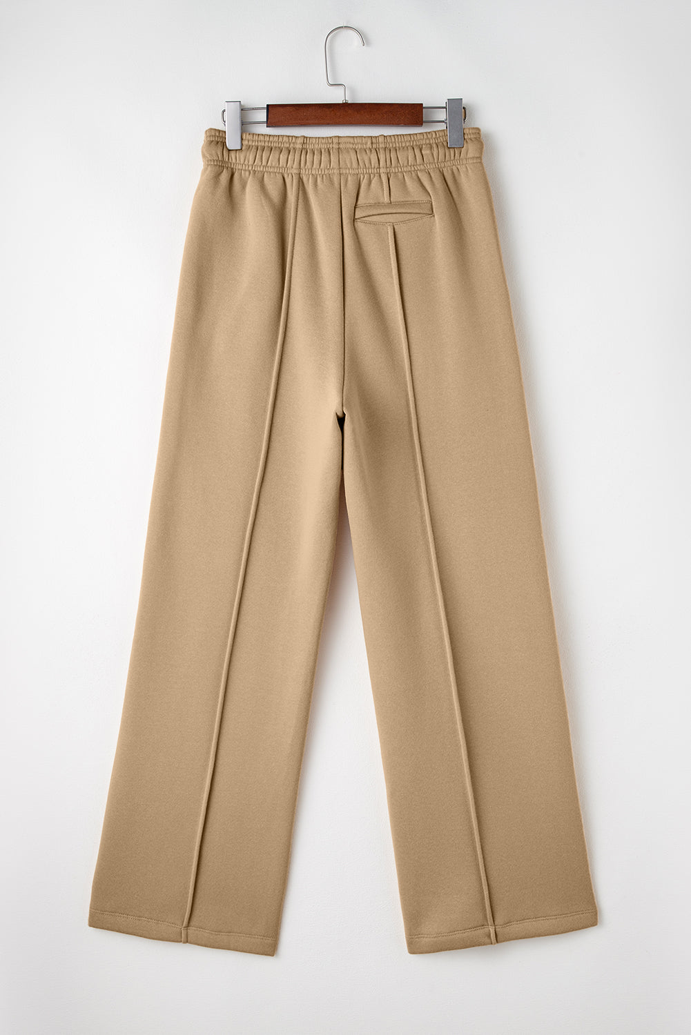 Smoke Gray Exposed Seam Drawstring Elastic Waistband Wide Leg Pants