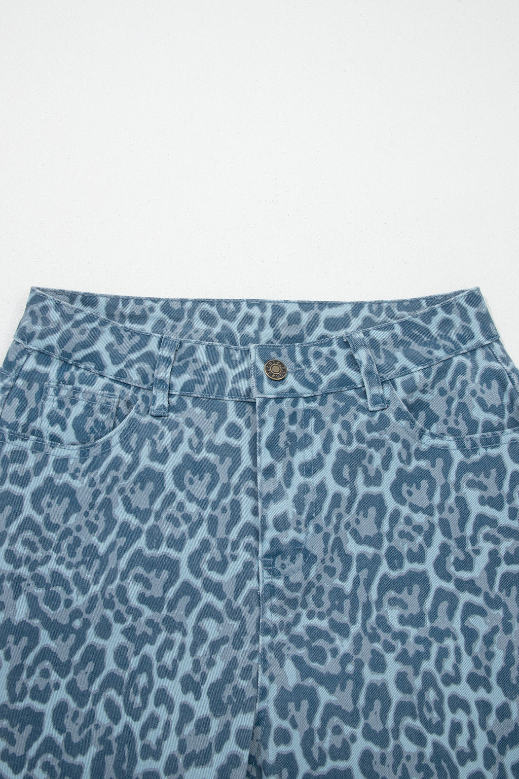 Rose Leopard Frayed Edge Wide Leg High Waist Jeans