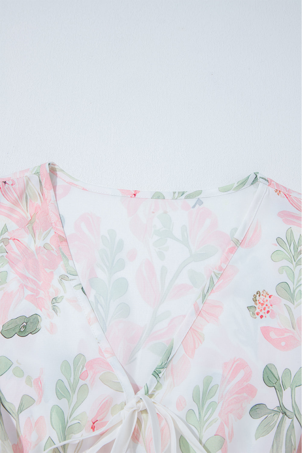 Pink Plus Size Floral Print Striped Detail Short Summer Dress