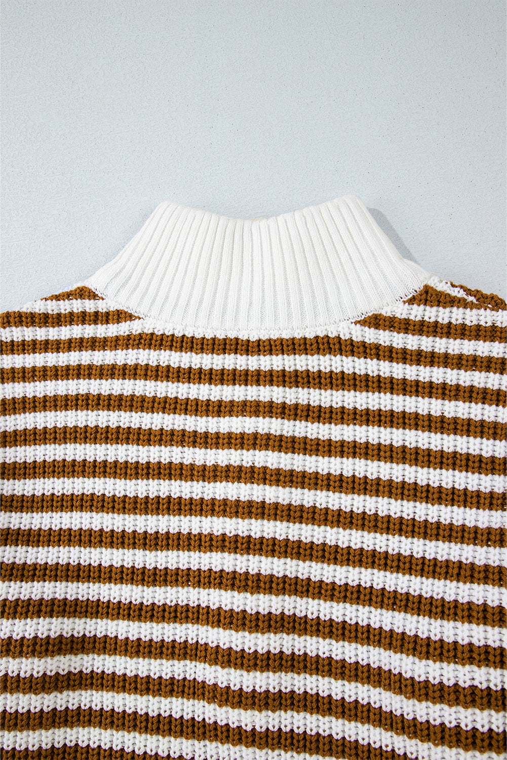 Black Stripe Zip up Collar Drop Shoulder Sweater