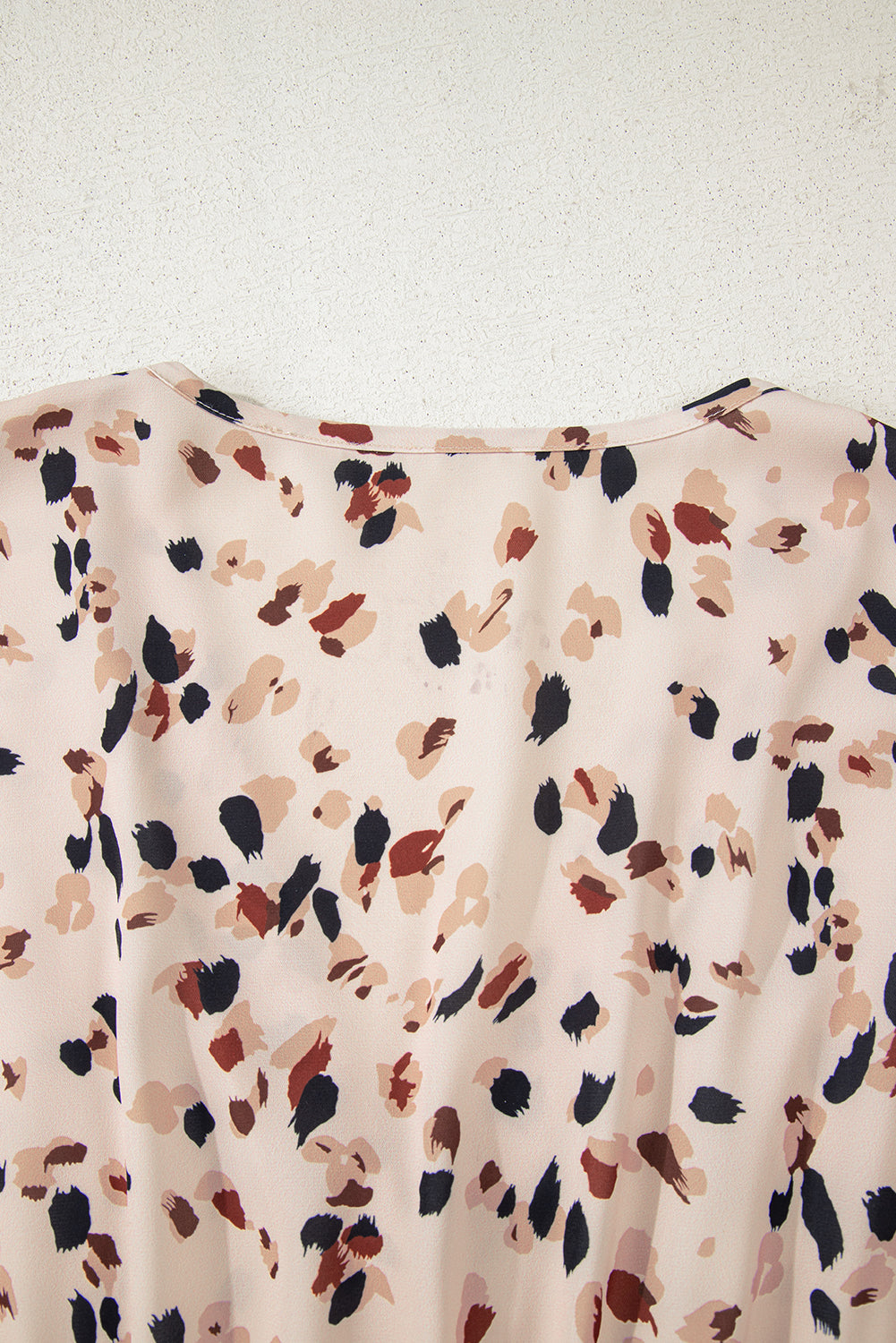 Beige Printed Surplice V Neck Cuffed Sleeve Empire Waist Plus Size Dress