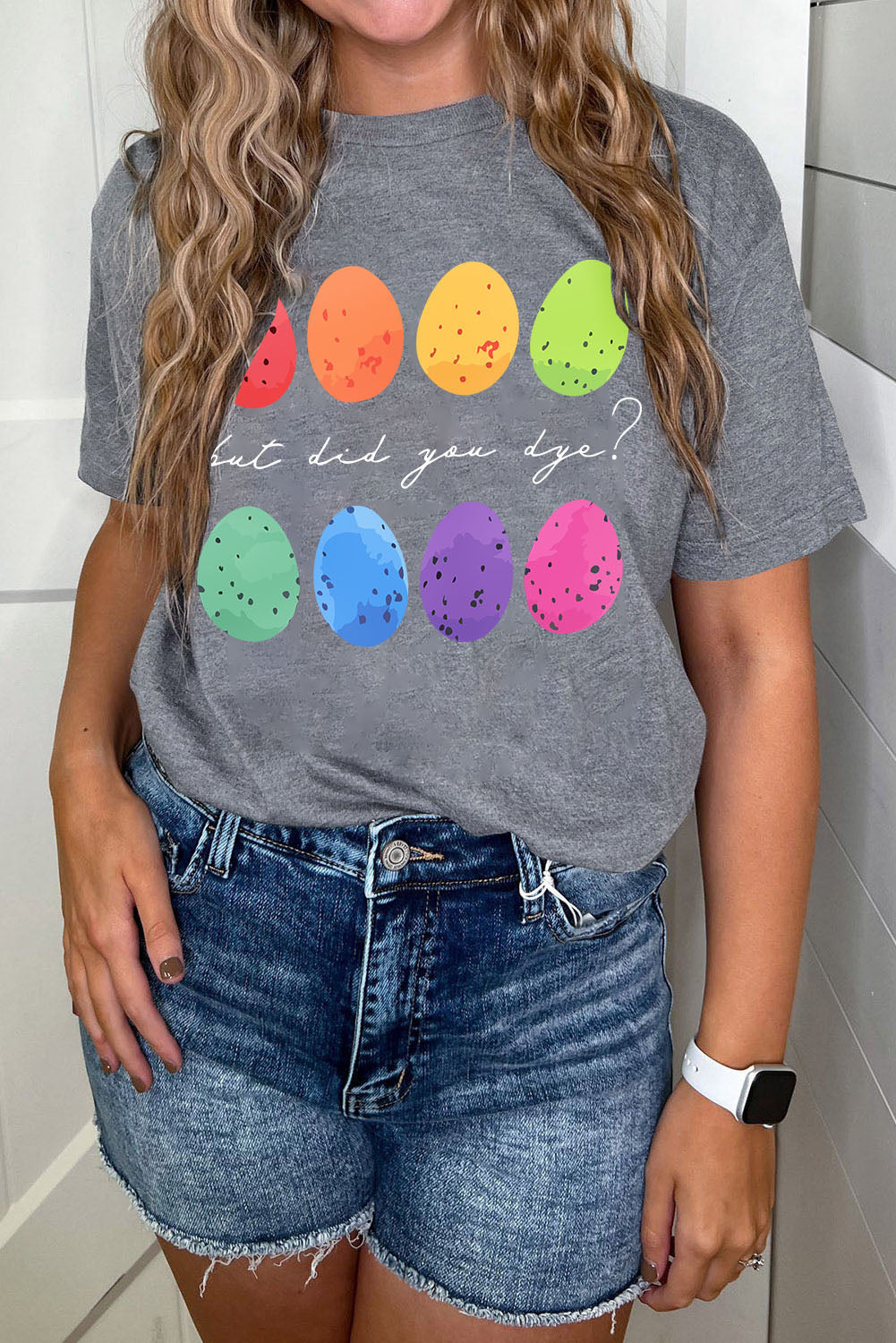 White Rabbit Bow Knot Print Crew Neck T Shirt