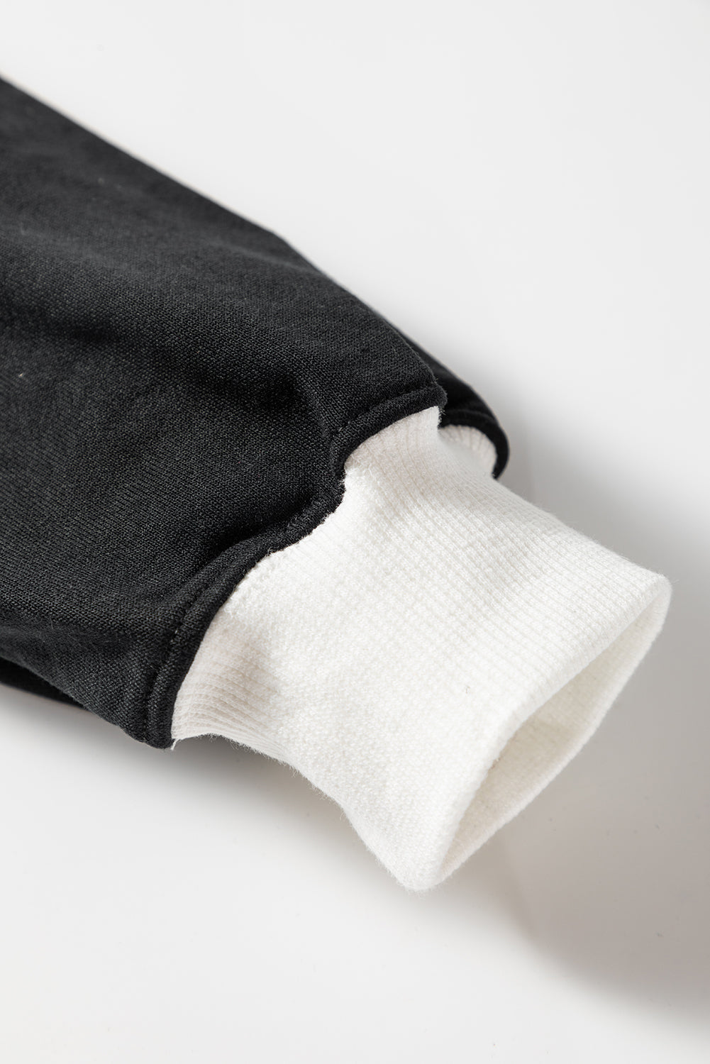 Black Contrast Ribbed Color Block Patchwork Baggy Sweatshirt