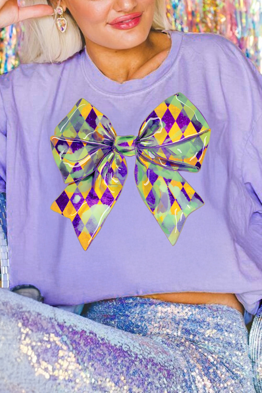 Wisteria Sequin mardi gras Graphic T Shirt