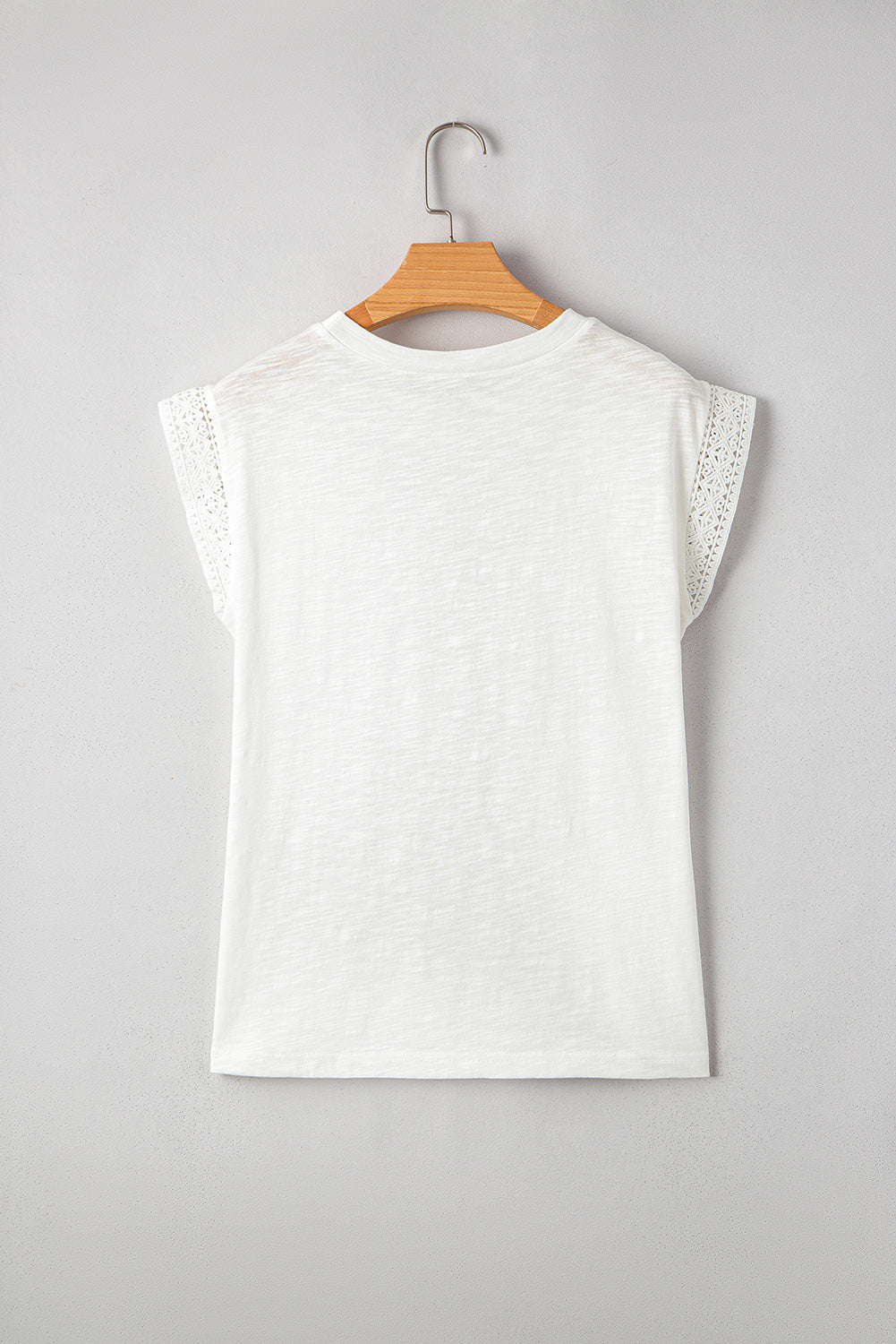 Yellow Cream Lace Patchwork Cap Sleeve Round Neck T Shirt