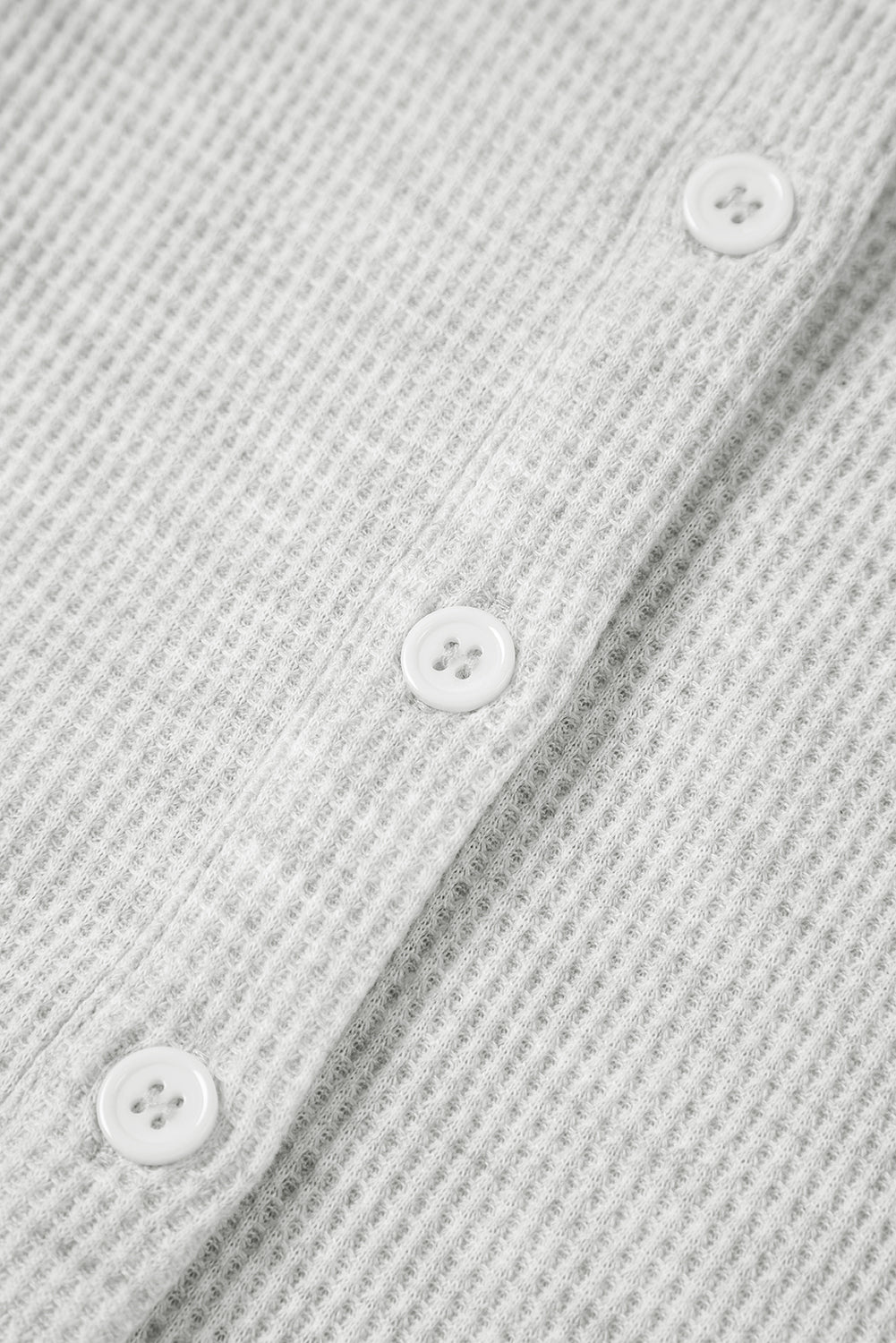 Light Grey Waffle Knit Sleeveless Buttoned Front Drawstring Elastic Waistband Romper