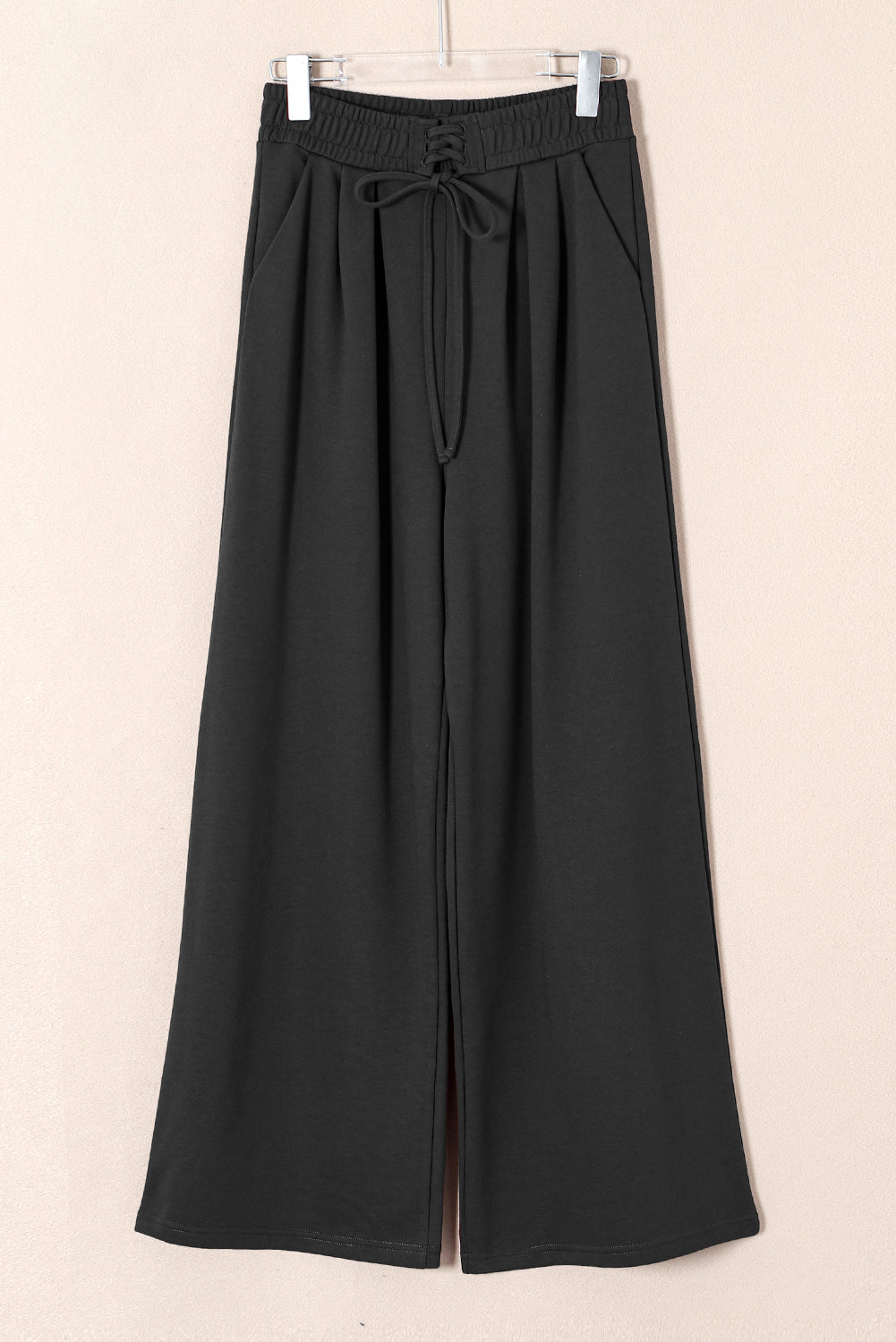 Burgundy Tied Elastic High Waist Pleated Detail Solid Sweatpants