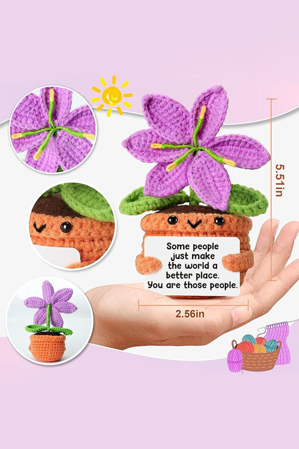 Orchid Bouquet Handmade Crochet Flower Pot Home Decoration