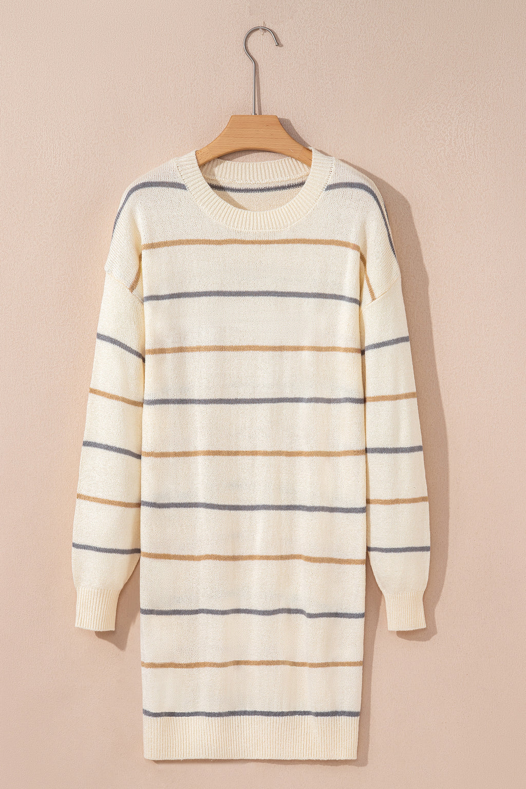 Multicolour Striped Buttoned Front V Neck Drop Shoulder Cardigan Sweater