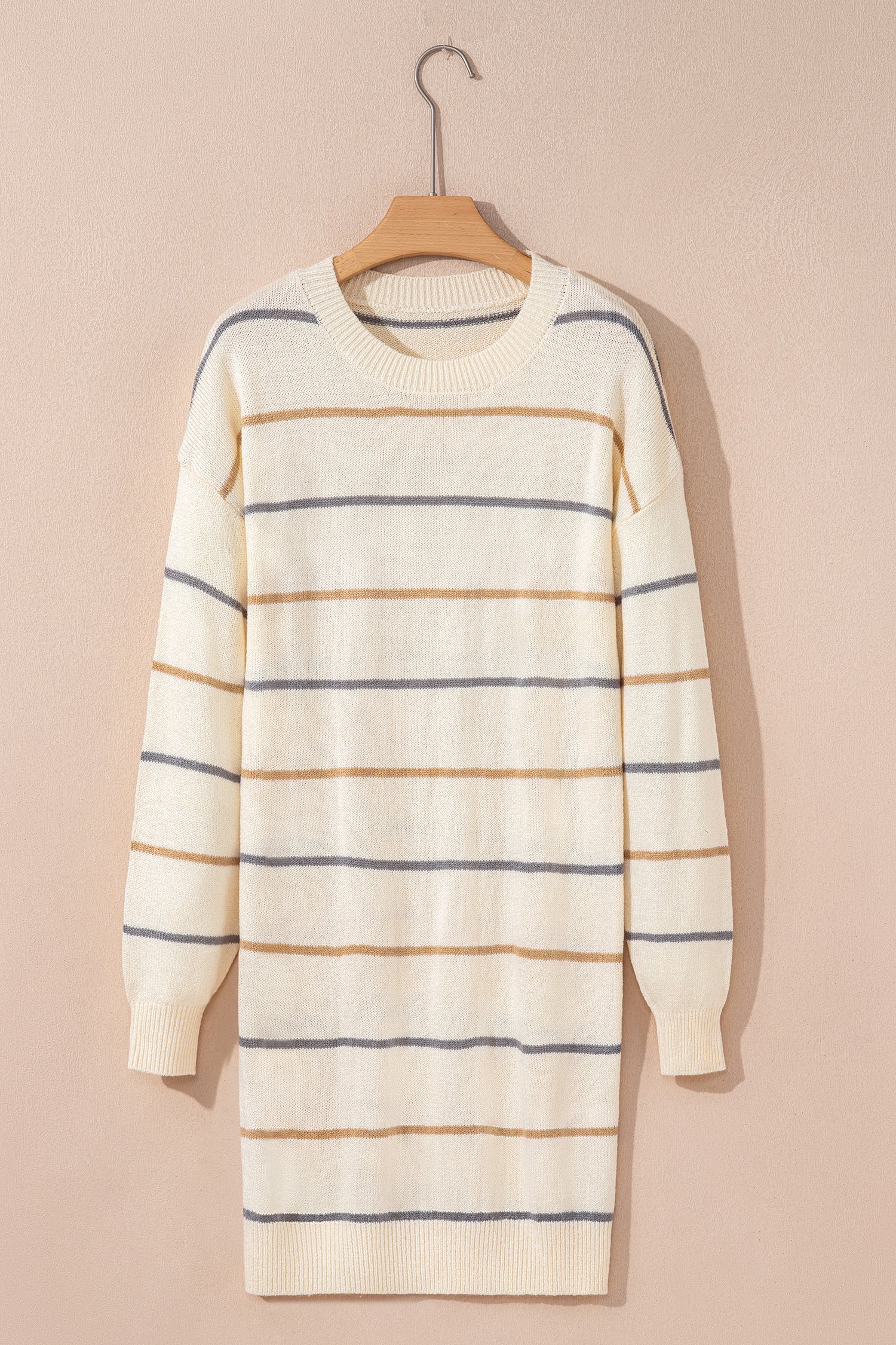 Multicolour Striped Buttoned Front V Neck Drop Shoulder Cardigan Sweater