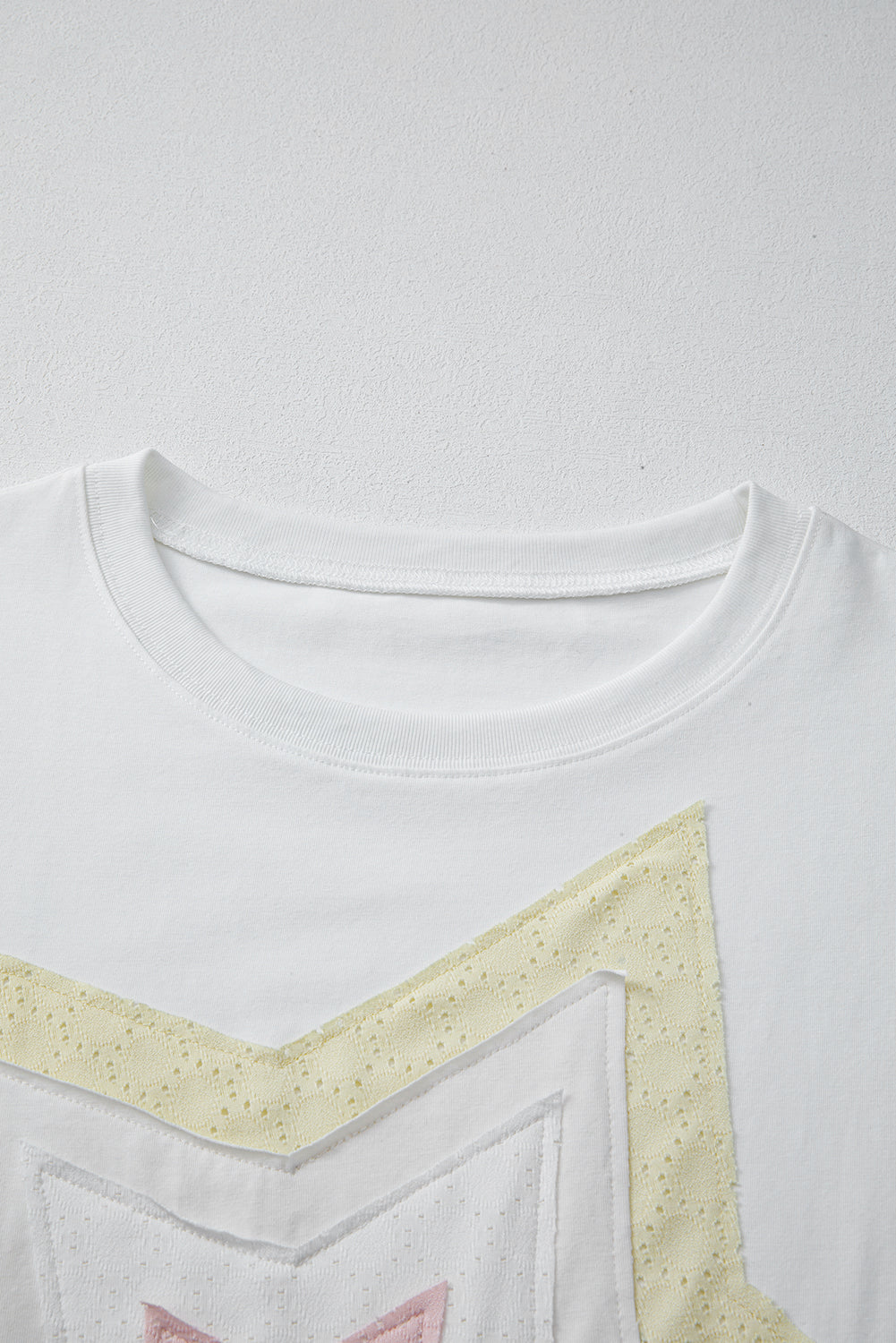 Light Pink Eyelet Lace Star Applique Plus Size T Shirt