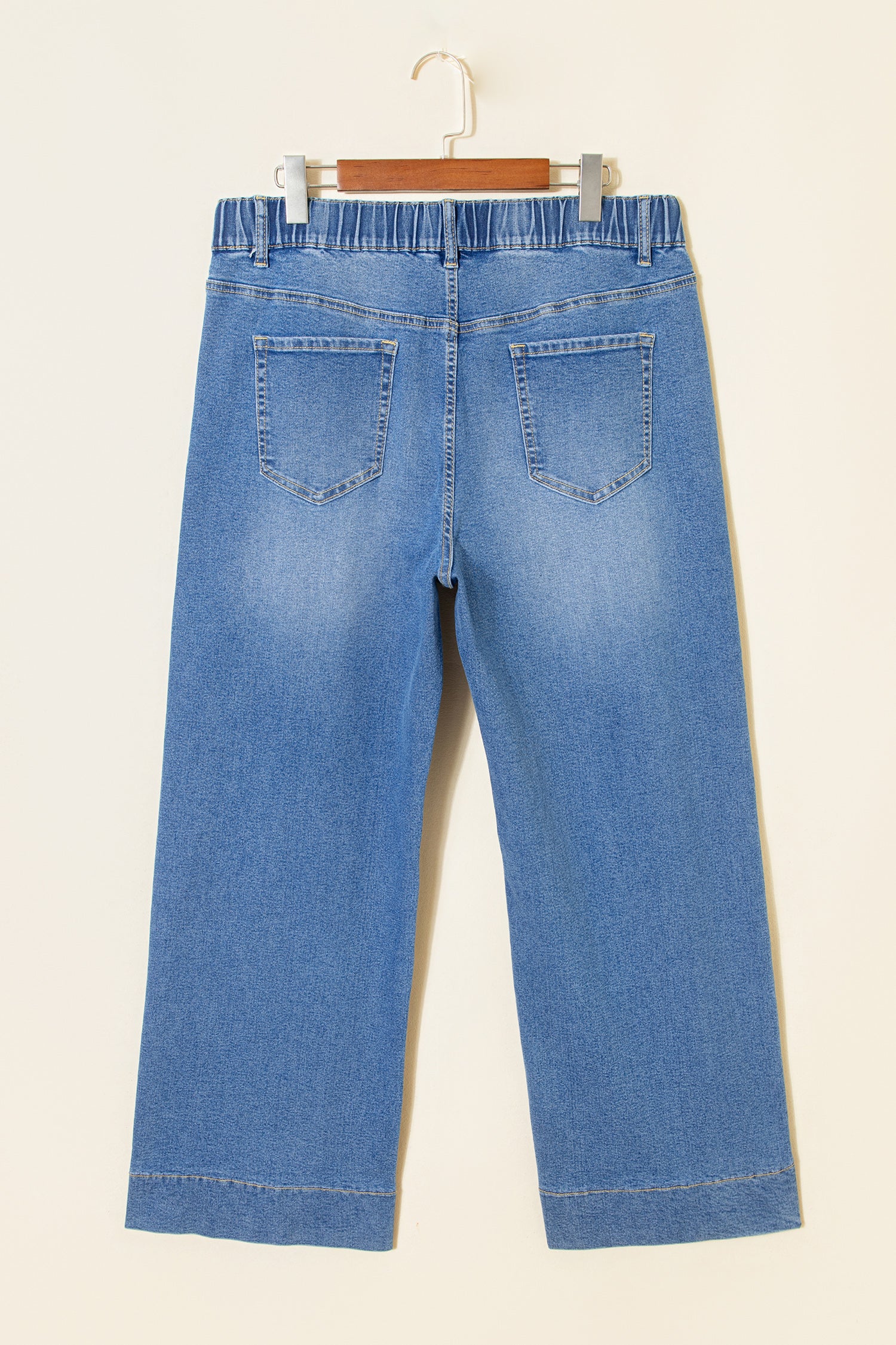 Blue Acid Wash Contrast Lace-up Plus Size Jeans