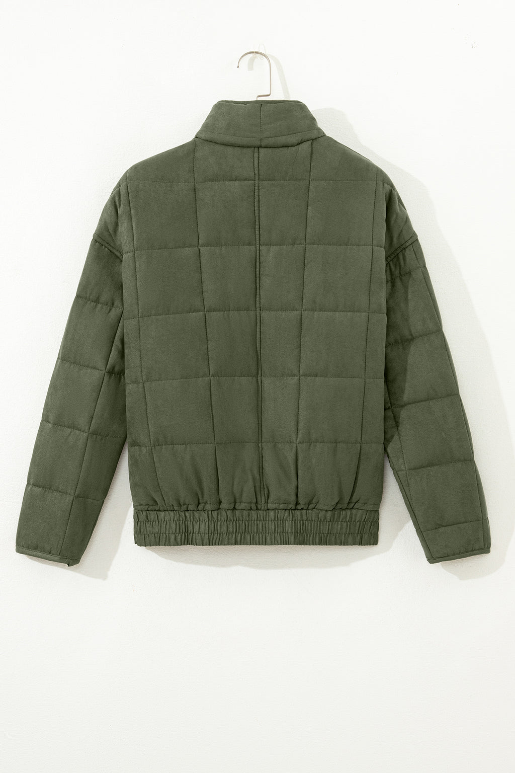 Khaki Zip-Up Pocket Quilted Jacket
