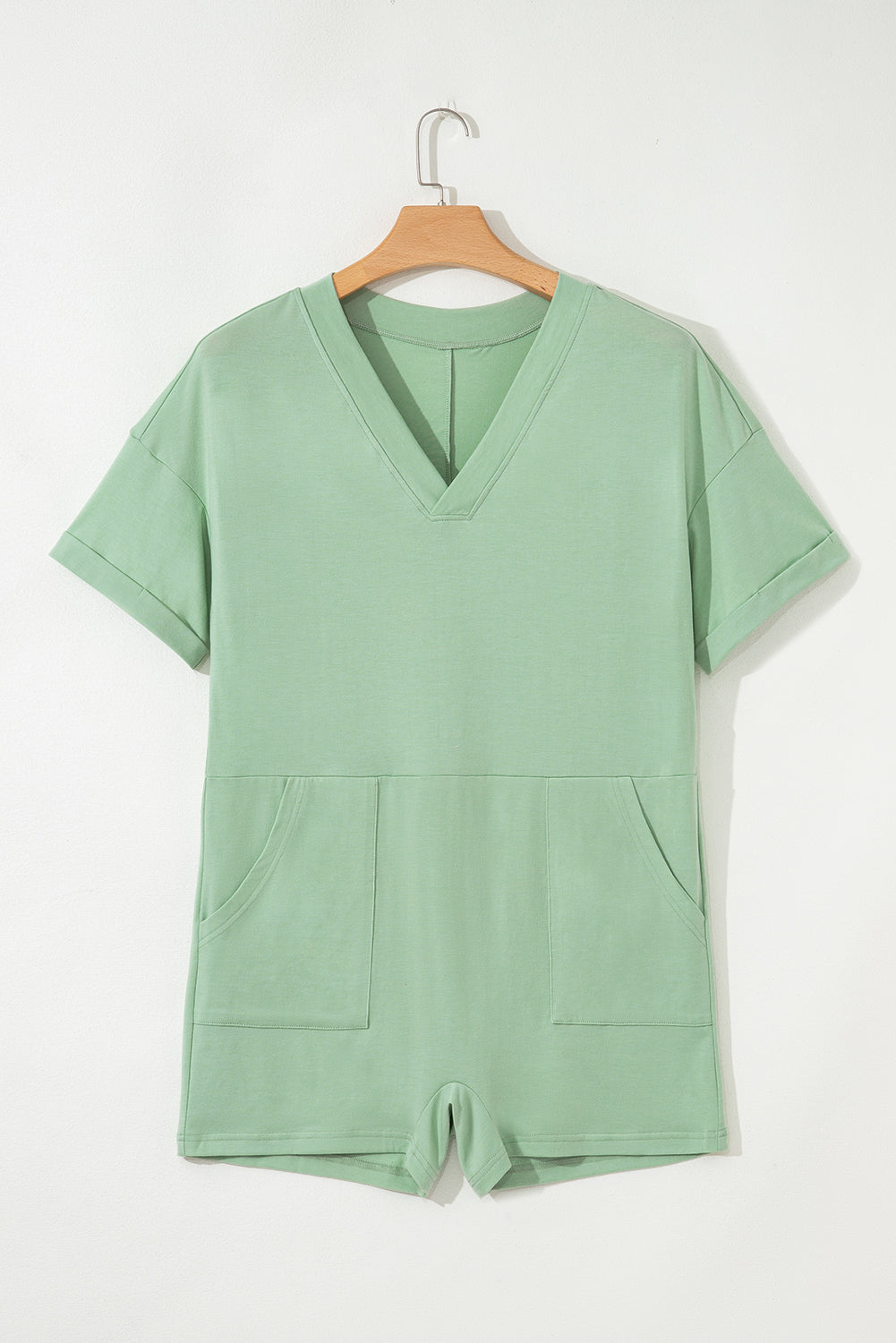 Bonbon Loose Half Sleeve V Neck Knit Romper