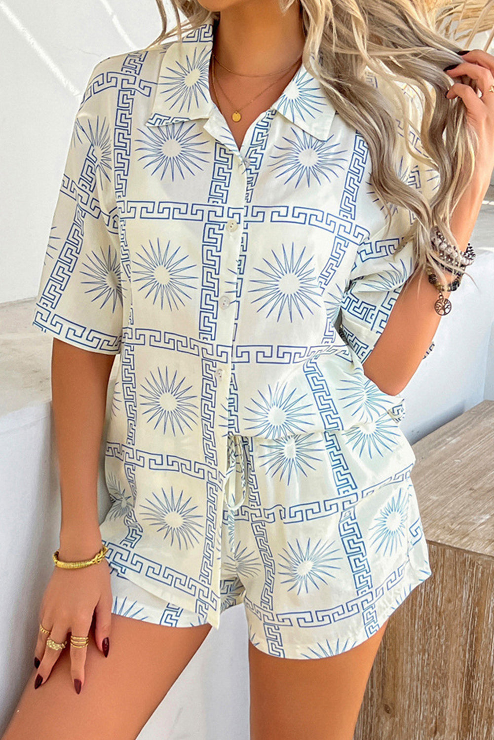 Orange Lemon Pawpaw Print Half Sleeve Shirt and Pants Set