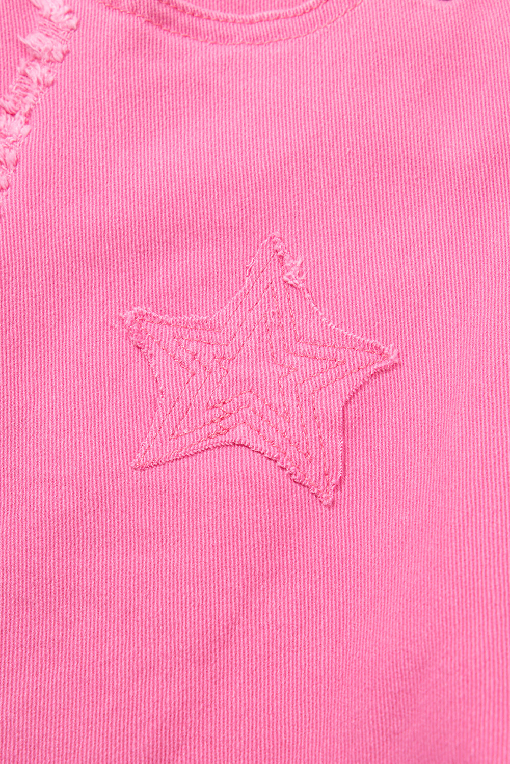 Pink Star Shape Patchwork Mid Waist Straight Leg Jeans