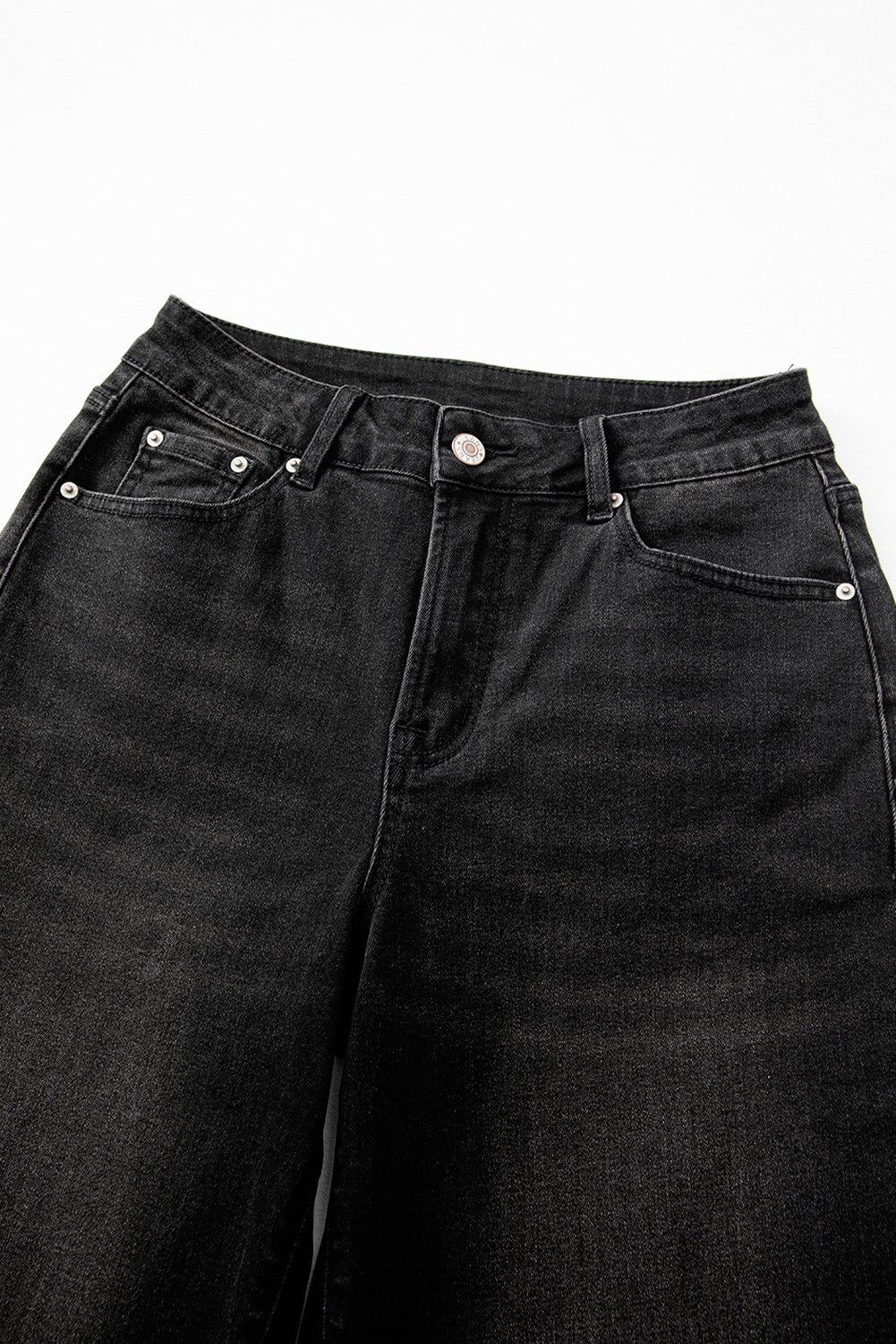 Real Teal Raw Hem Unique Cuffs Straight High Rise Loose Jeans