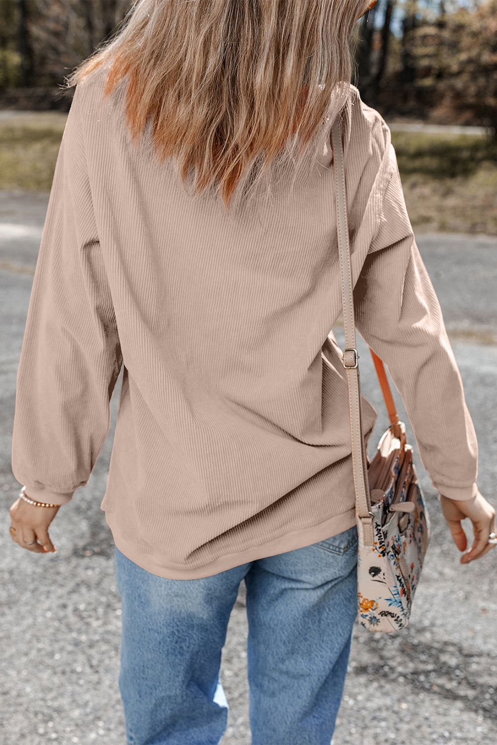 Grass Green Ribbed Corded Oversized Sweatshirt