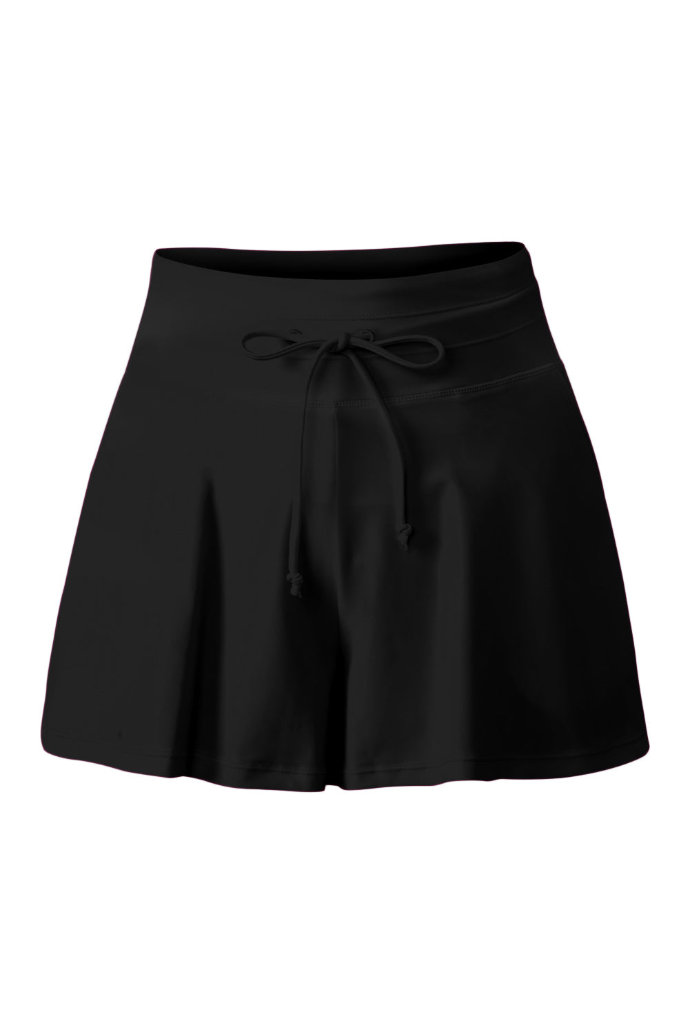 Black Drawstring Wide Leg Swim Shorts
