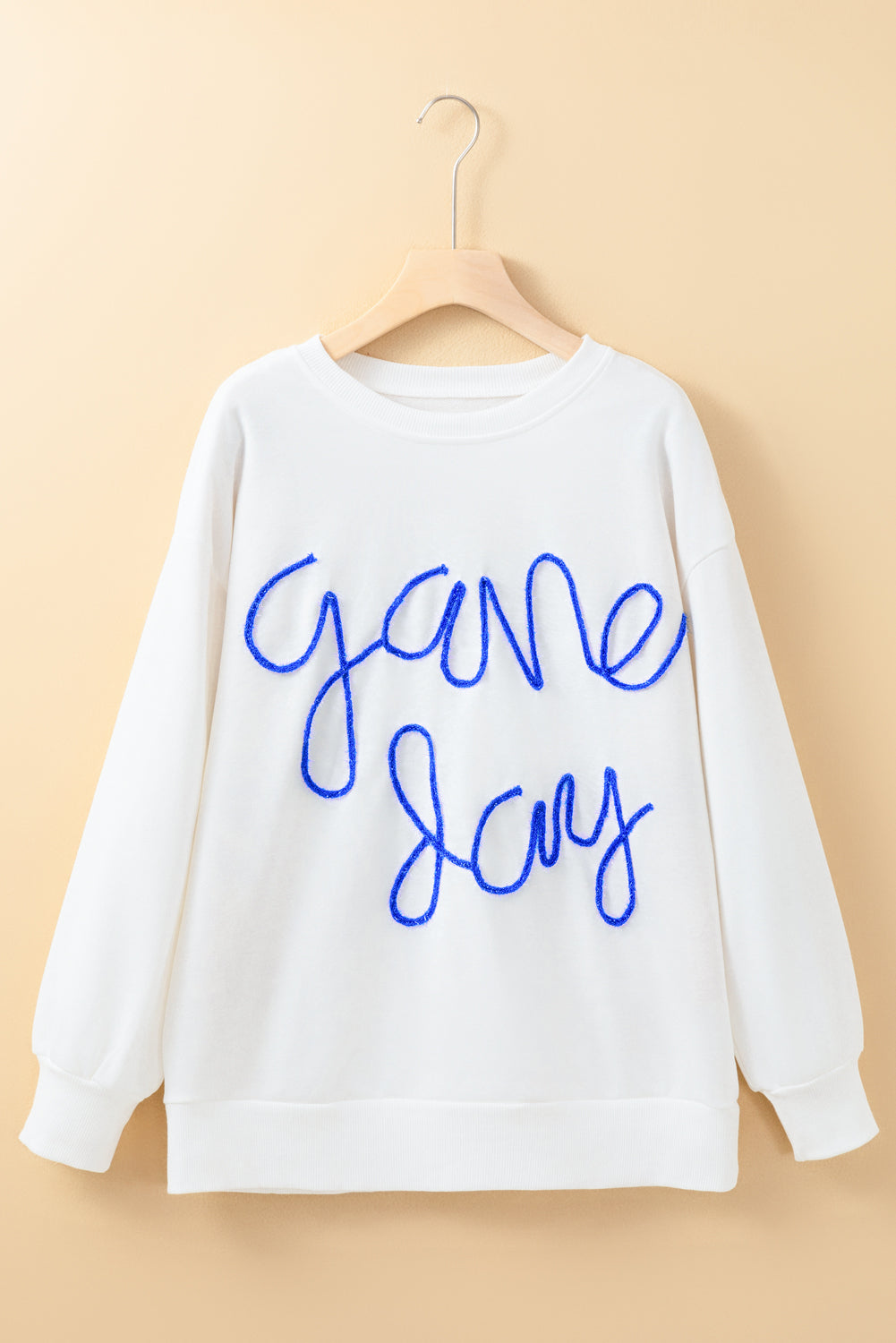 Russet Orange Tinsel Game Day Drop Shoulder Graphic Sweatshirt