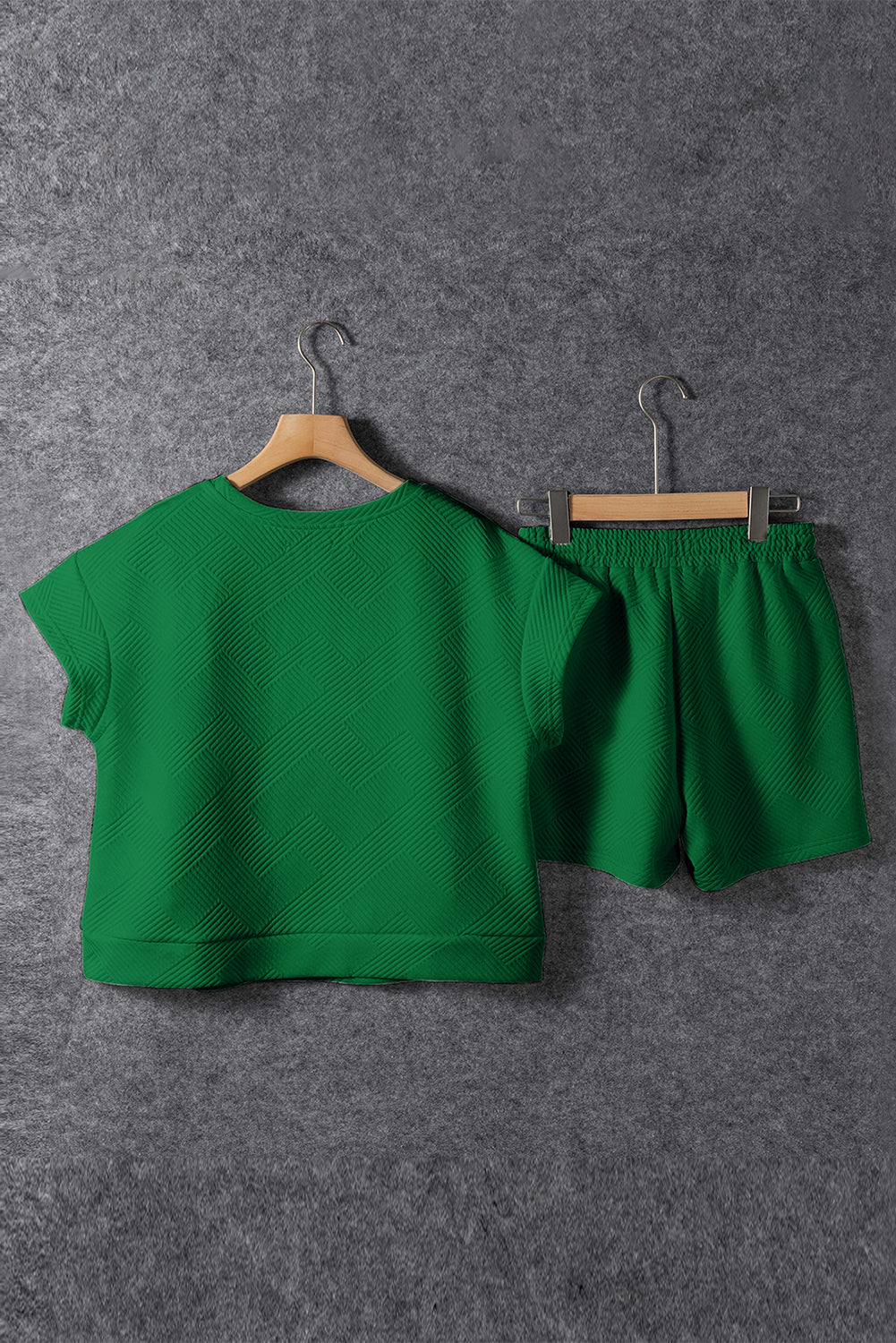Mineral Blue Textured Short Sleeve Top and Shorts Set