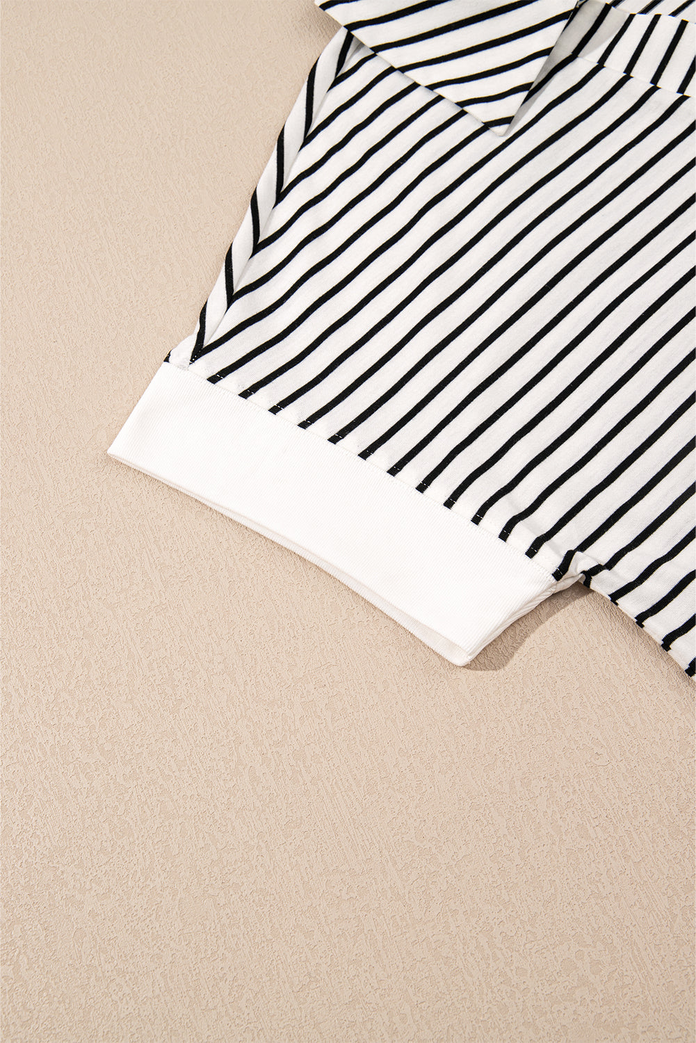 Black Stripe V Neck Tee and Casual Short Set
