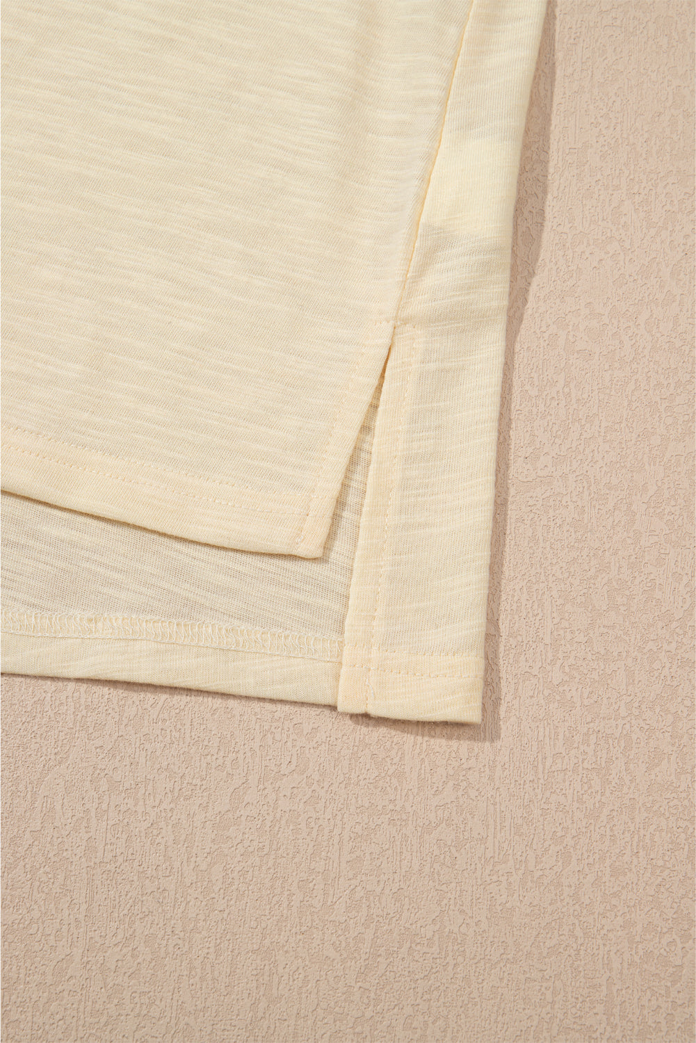 Beige Solid Color Tank Top and Smocked Waist Pants Set