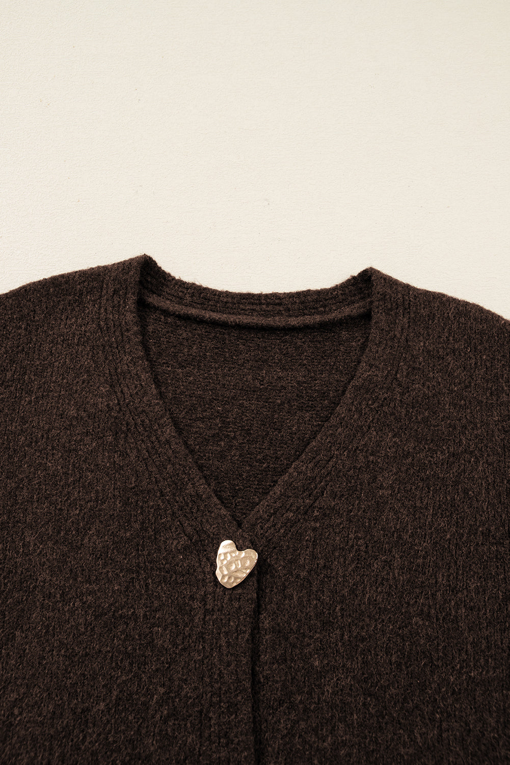 Fiery Red Heart Metal Button V Neck Cardigan Sweater