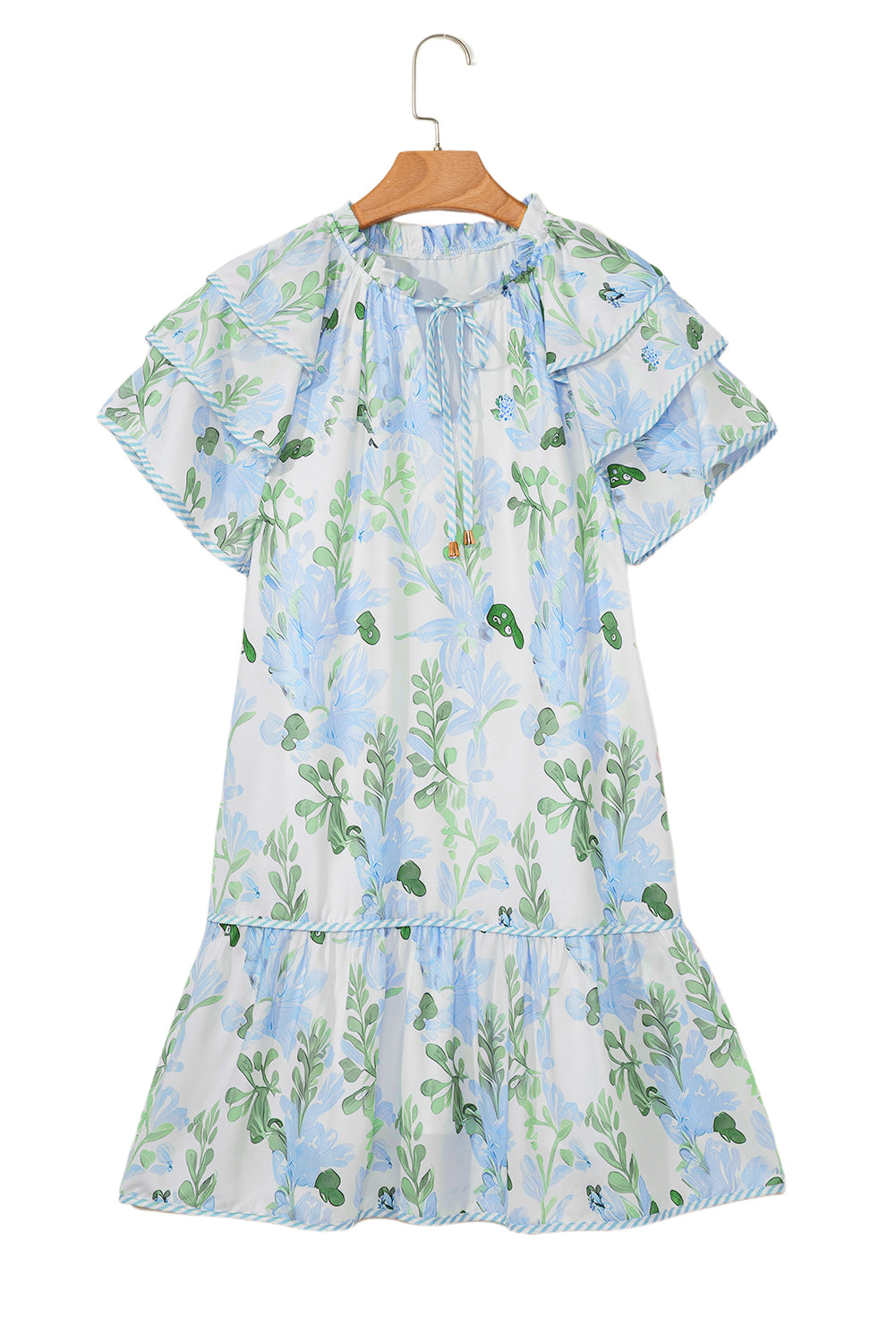 Pink Plus Size Floral Print Striped Detail Short Summer Dress