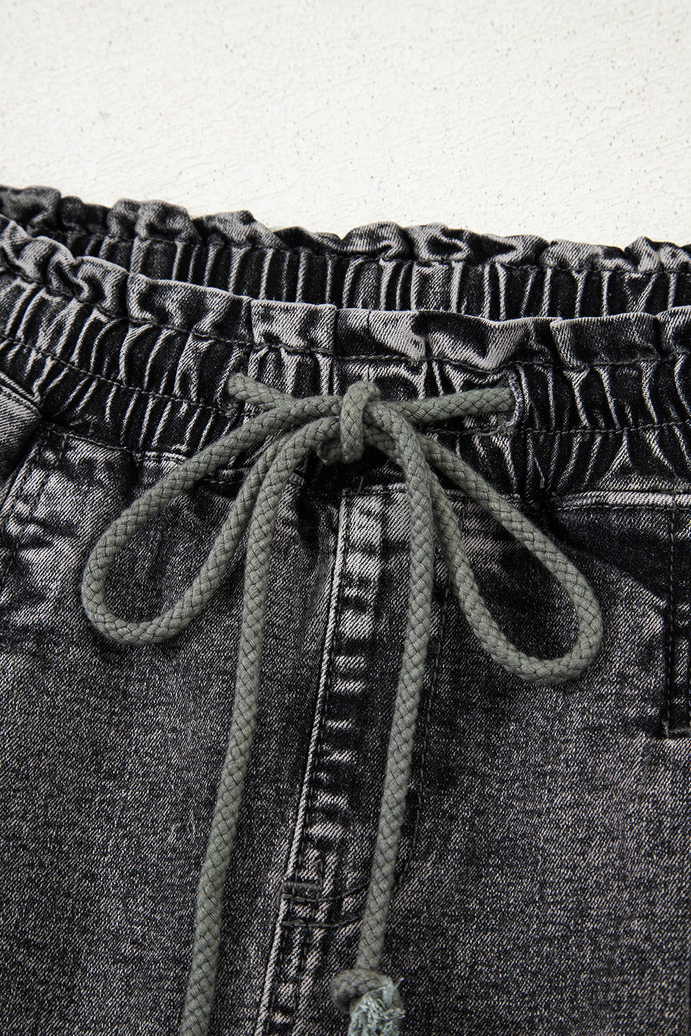 Ashleigh Blue Drawstring Elastic Waistband Casual Denim Shorts with Pockets