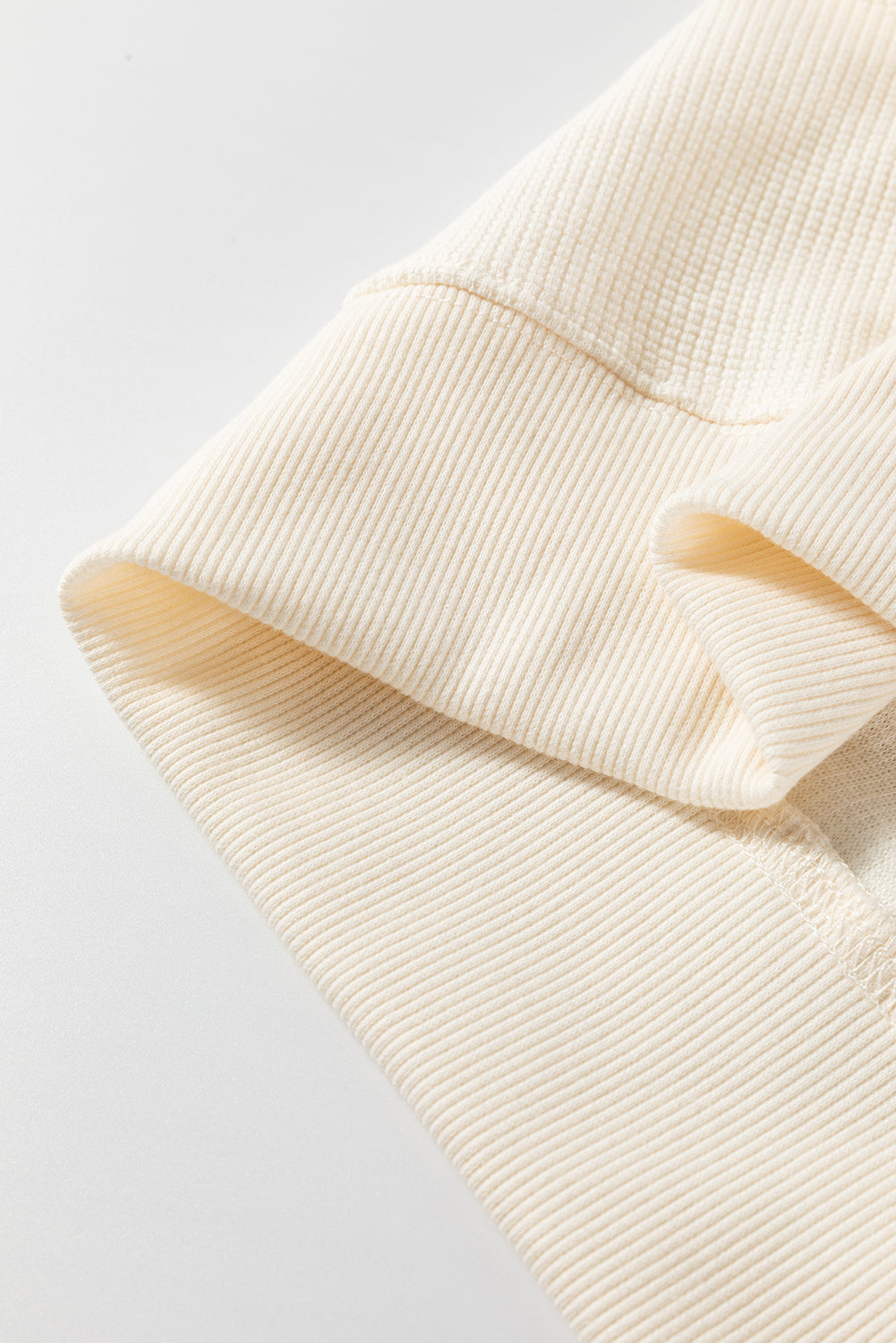White Waffle knit Bishop Sleeve Split Oversized Top