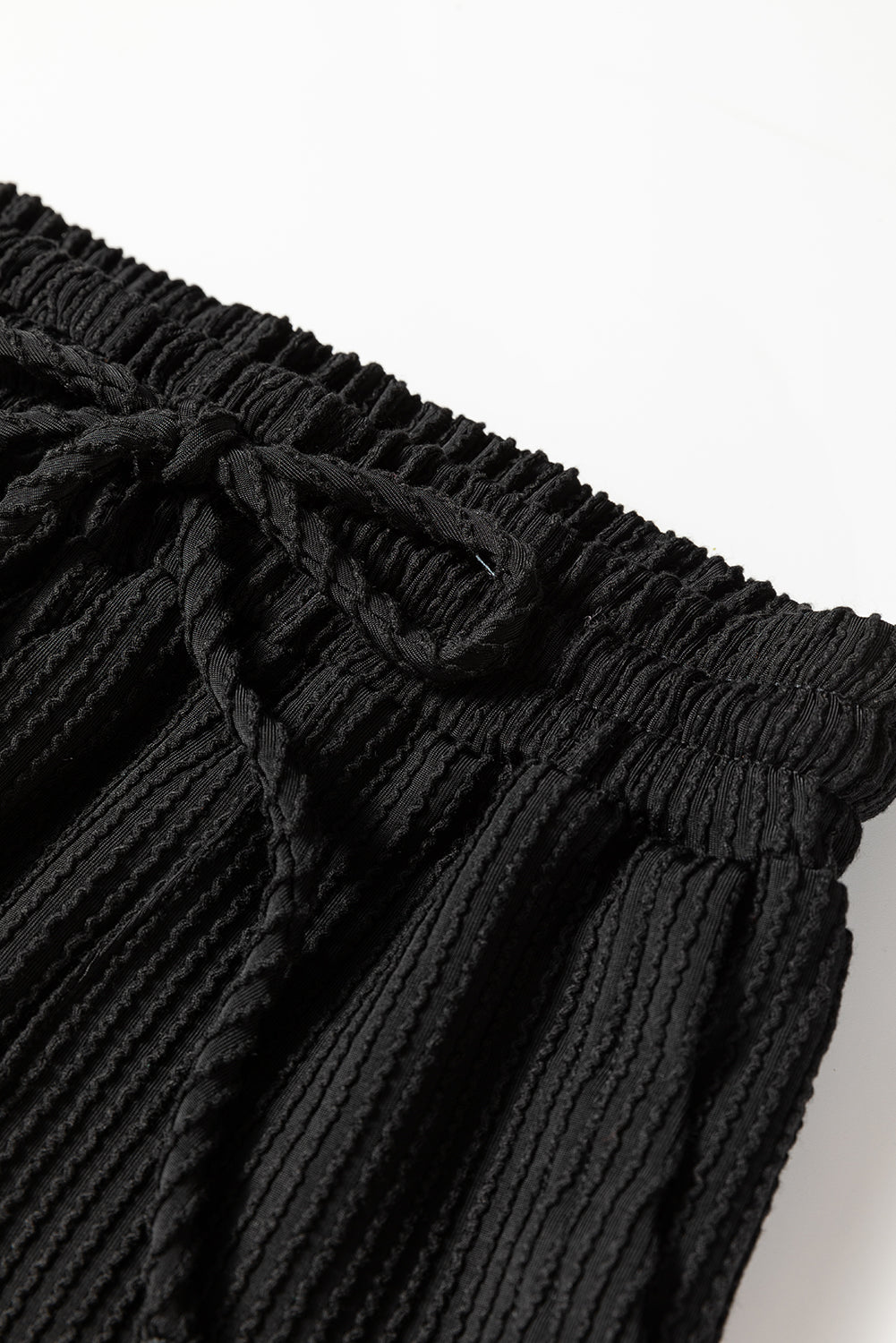Black MERRY Corded Long Sleeve Top and Pockets Pants Set