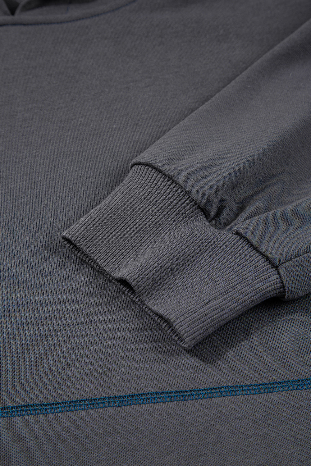 Carbon Grey Star Patchwork Contrast Stitching Mineral Wash Kangaroo Pocket Vintage Hoodie