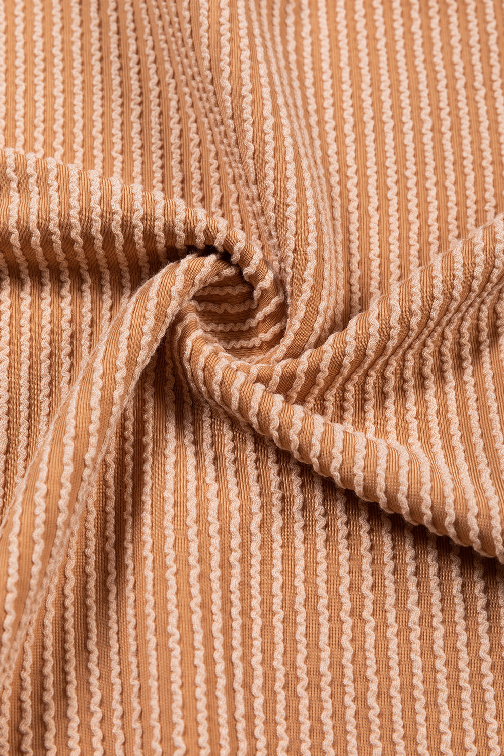 Pale Chestnut Color Block Corded Long Sleeve Top