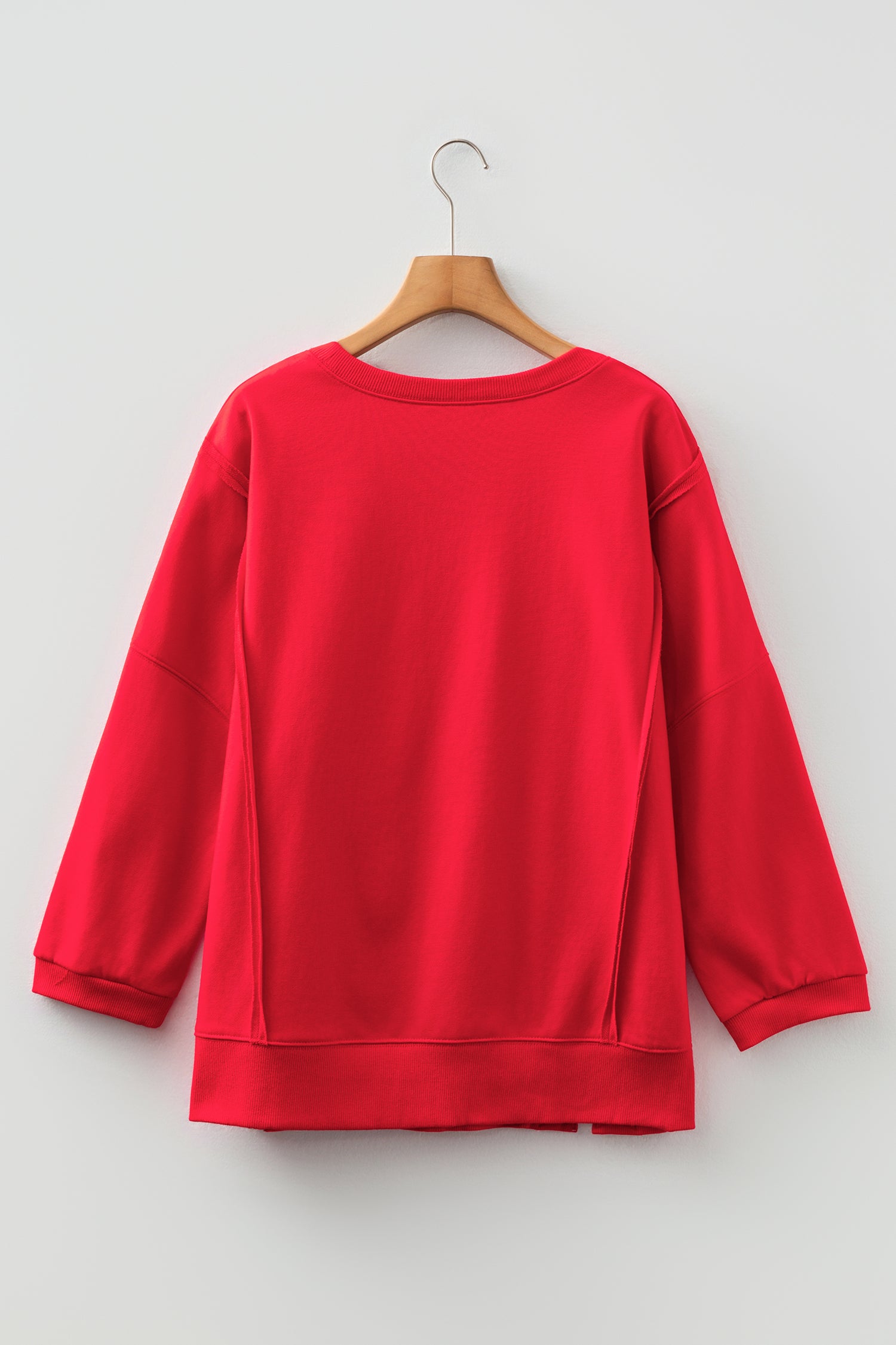 Beige Plus Size Raw Seam Detail Floral Bow Patched Baggy Pullover