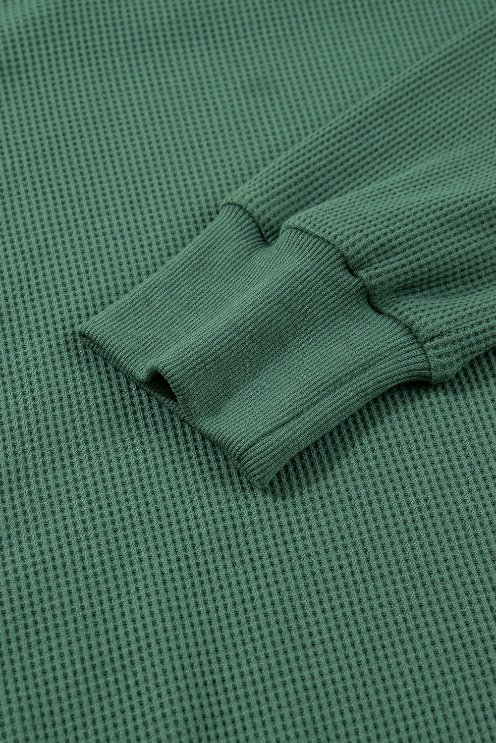 Evergreen Solid Color Raw Seam Patchwork Textured Drop Shoulder Sweatshirt