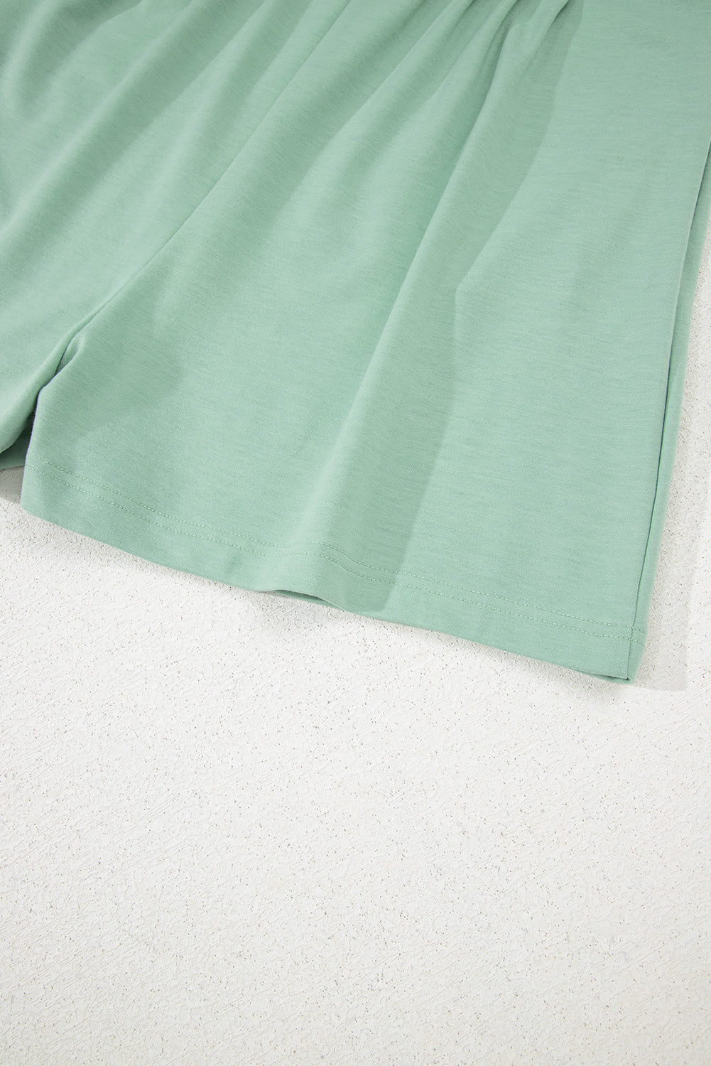 Smoke Green Tie V Neck Pintuck Sleeveless Loose Romper