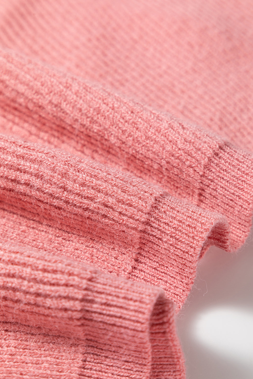Light Pink Ribbed Knit Half Sleeve Plus Size Poncho Style Sweater