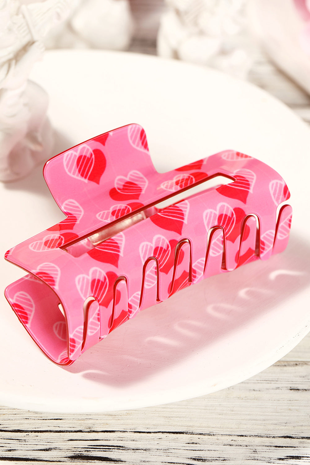 Pink Valentines Minimalist Heart Design Hair Claw