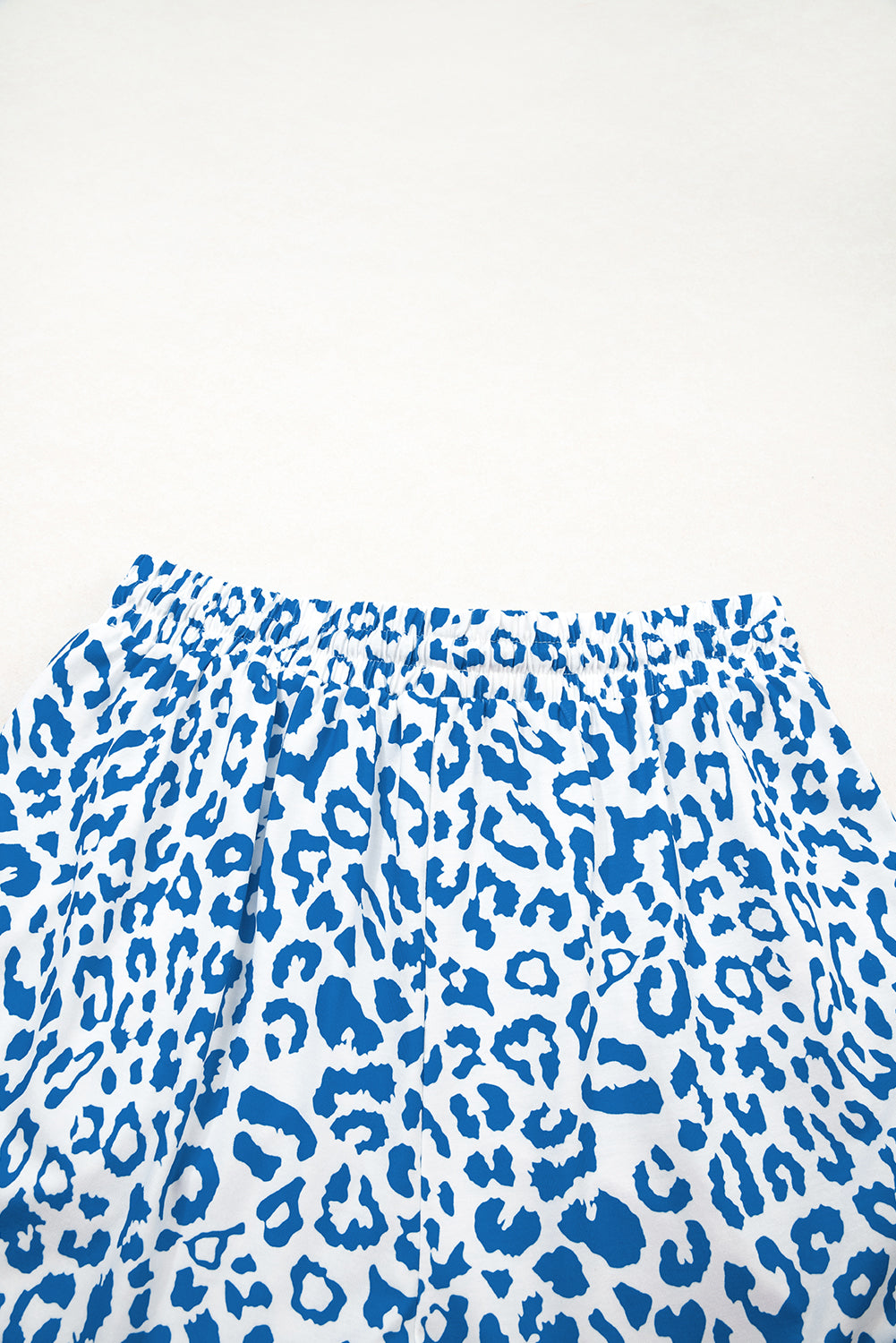 White Leopard Elastic Waistband Lace up Contrast Trim Casual Shorts