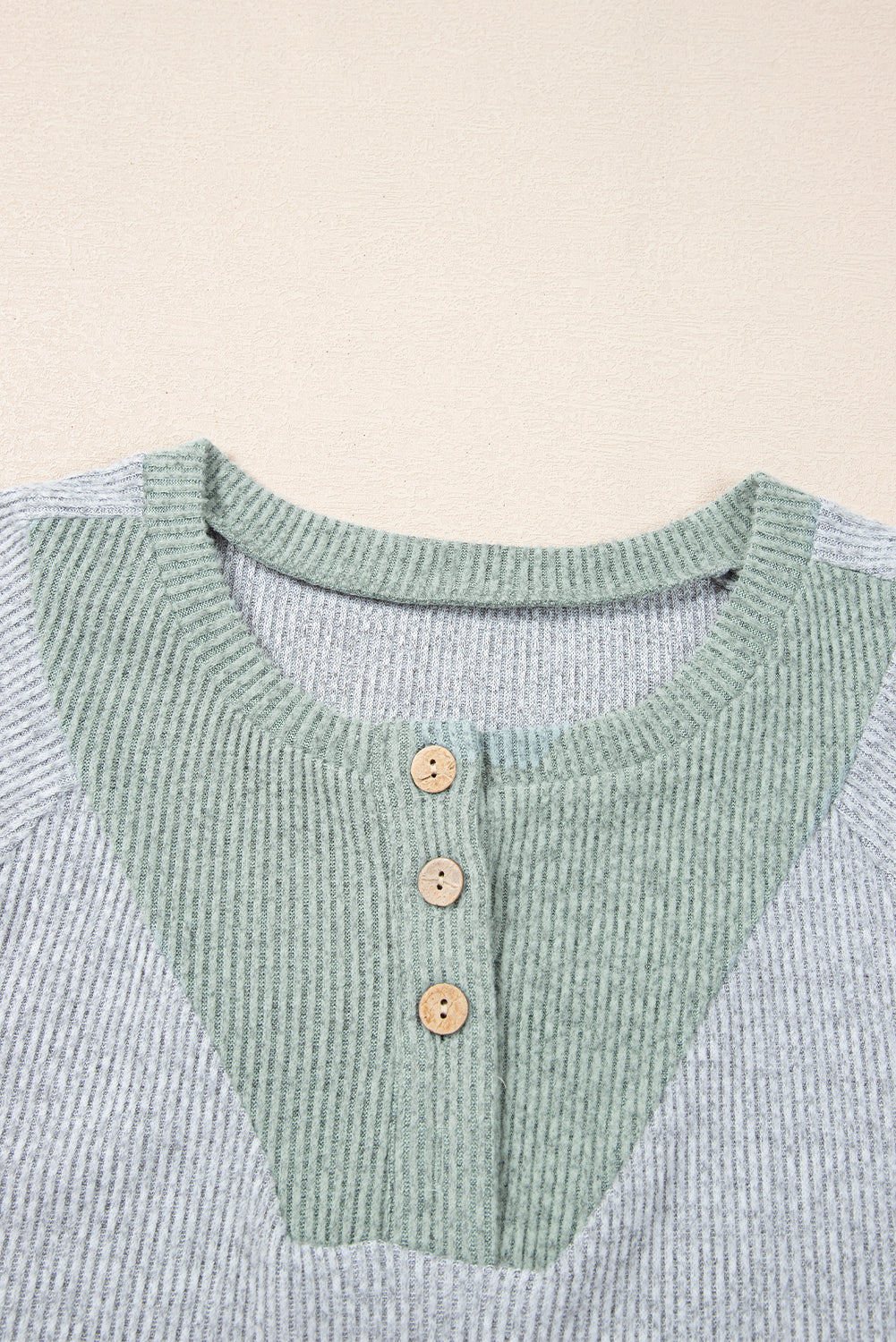 Contrast Ribbed Loose Fit Long Sleeve Top