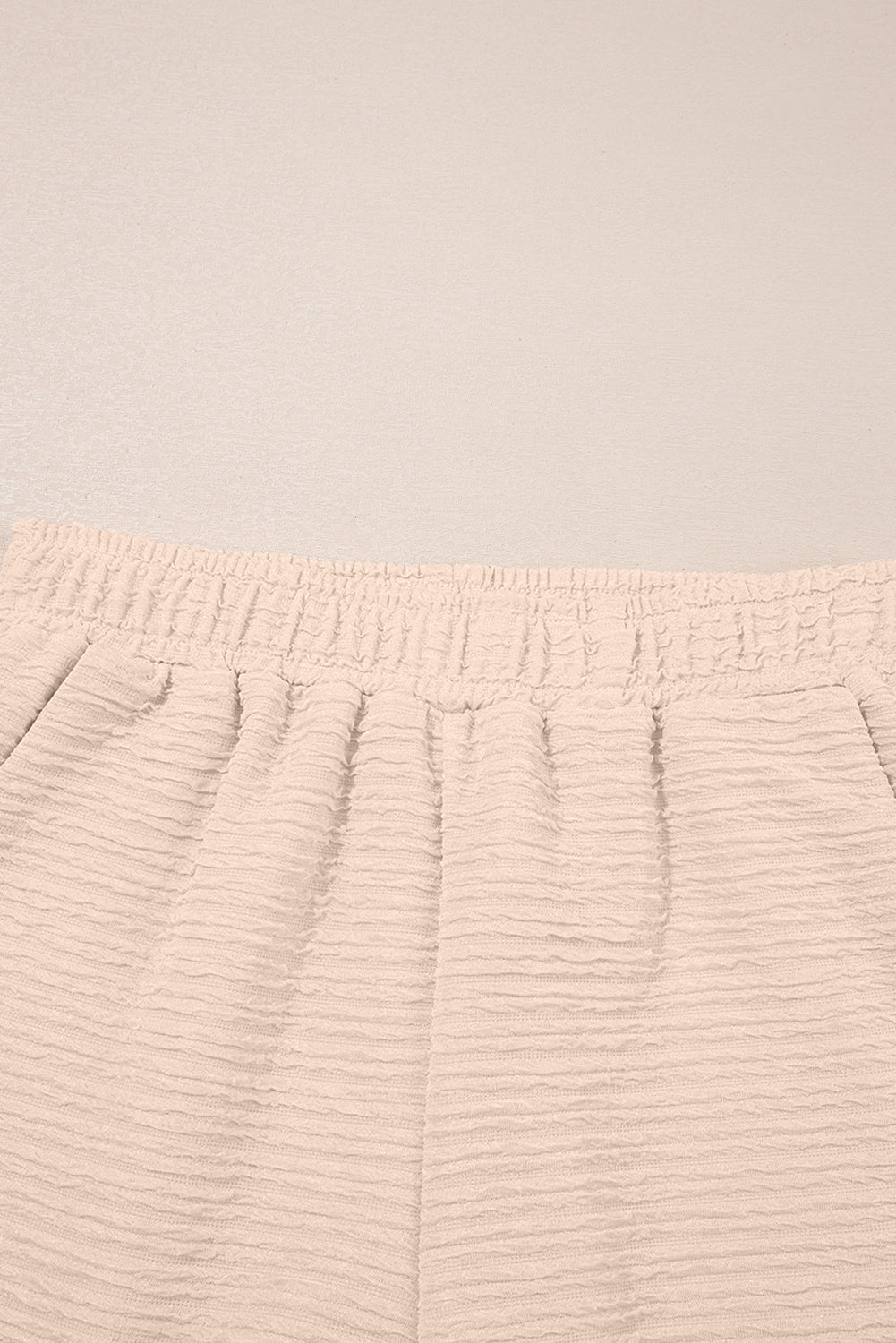 Pink Textured V Neck T Shirt and Shorts Set