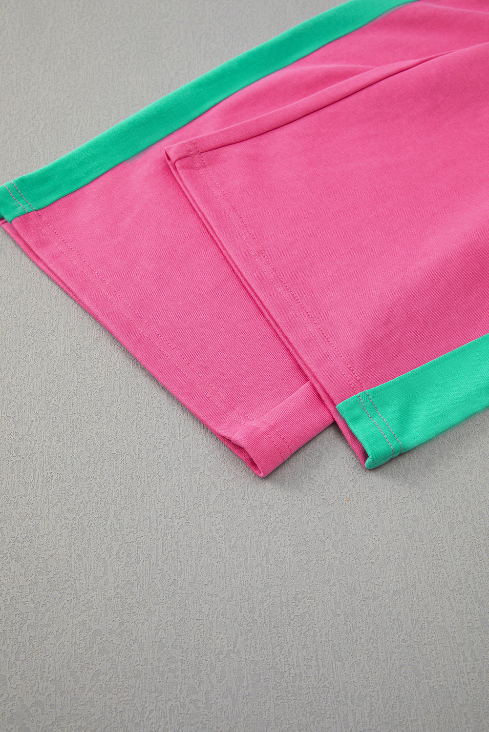 Apricot 2pcs Color Block Pullover Loose Pant Set