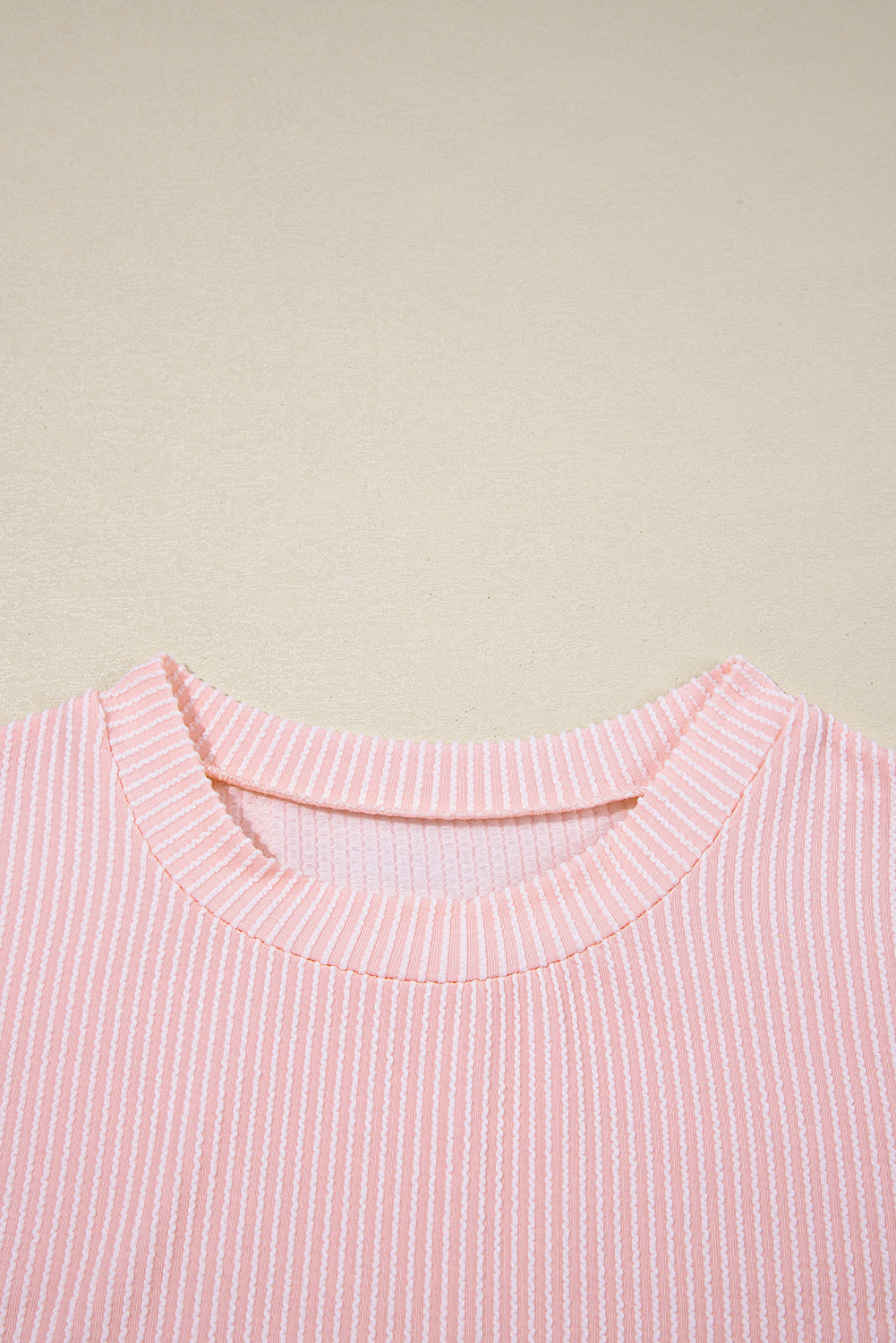 Dark Blue Corded Knit Color Block Pocketed Crew Neck T Shirt